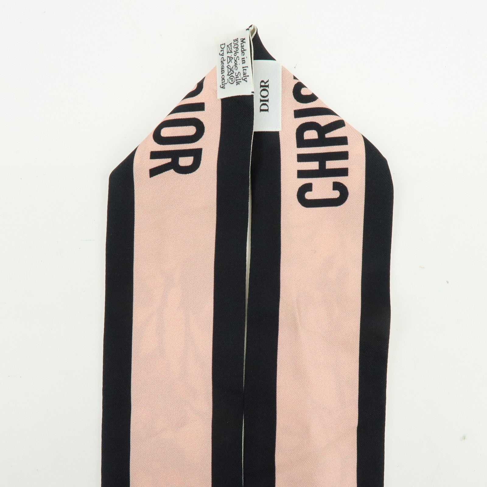 Christian Dior Mitzah Flower Motif Silk 100% Scarf Ivory Pink Black