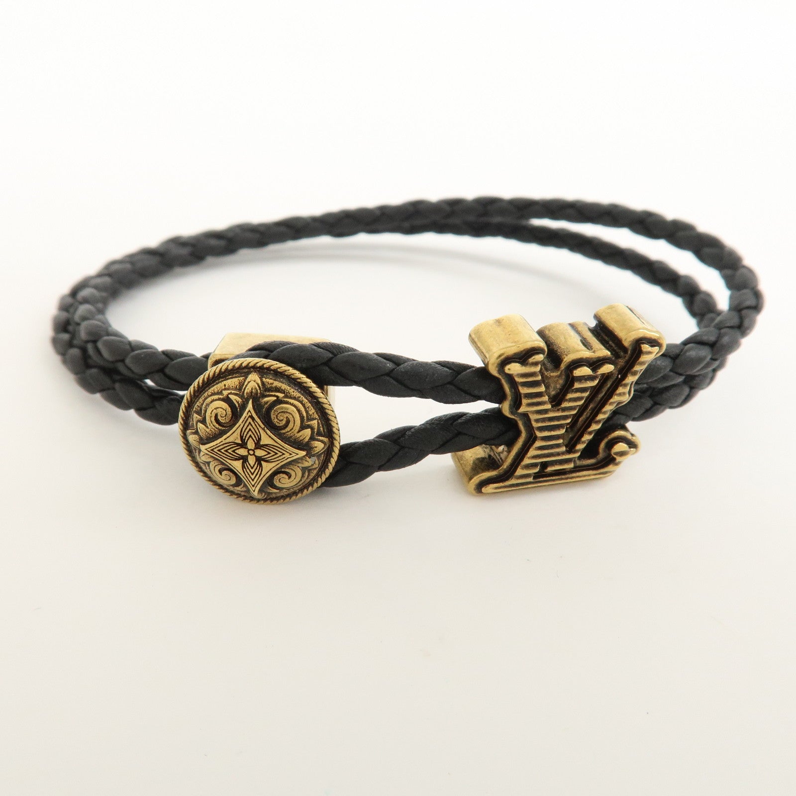 Louis Vuitton Leather Metal Rodeo Bracelet Black M8735