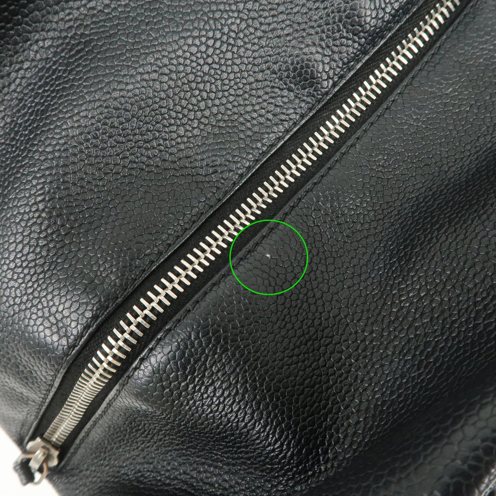 CHANEL COCO Mark Caviarskin Punching Boston Bag Black Used