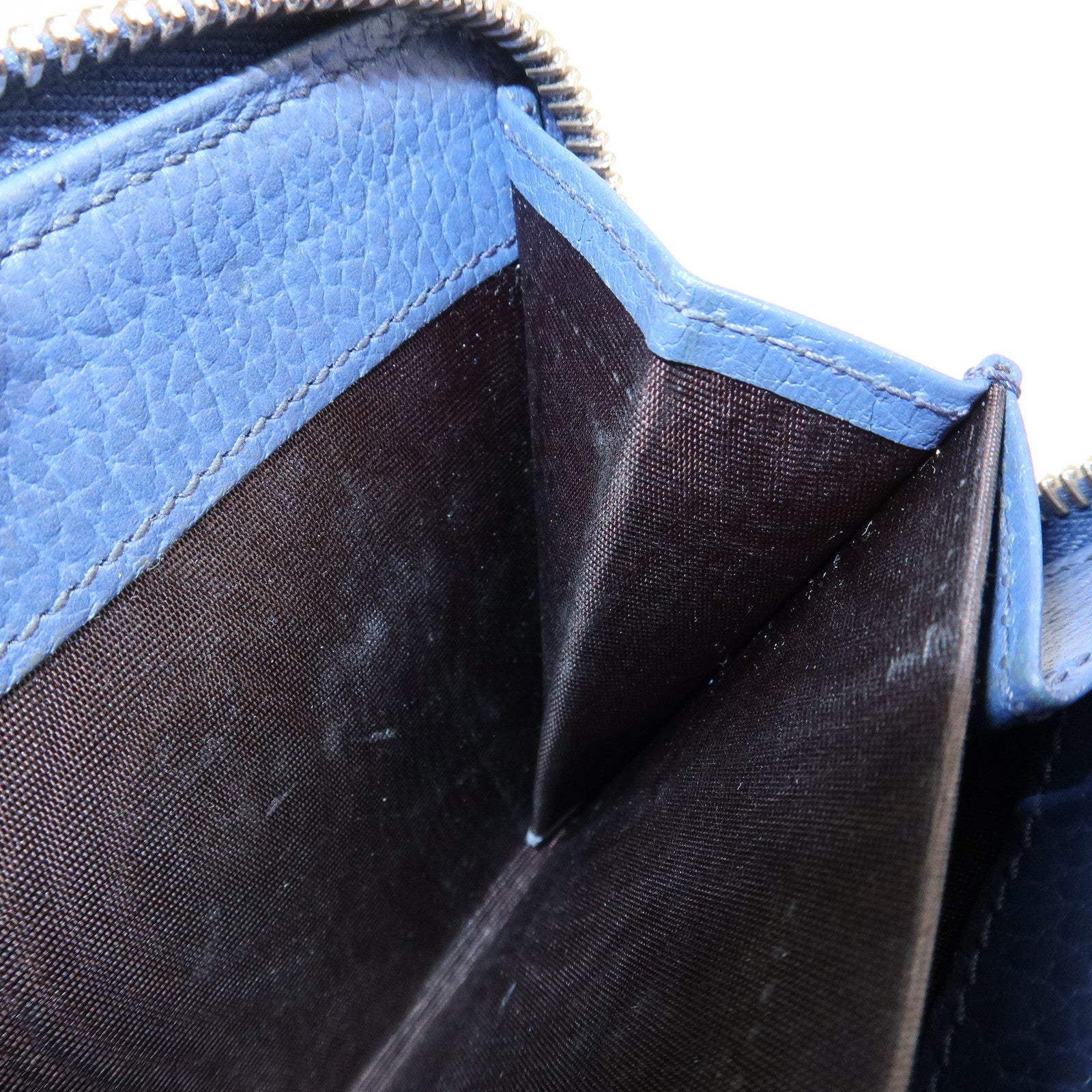 GUCCI GG Canvas Leather Bi-Fold Wallet Beige Blue 346056 Used