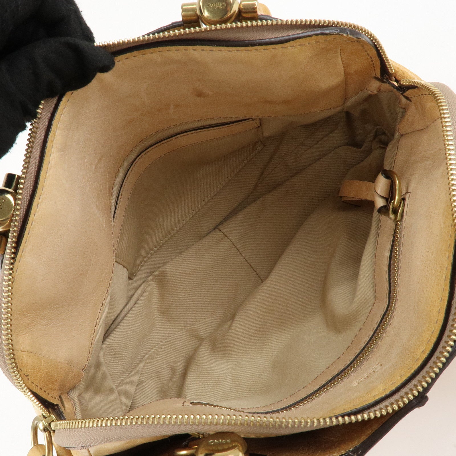 Chloe Heloise Shoulder Bag Hand Bag Beige Gold Hardware Used