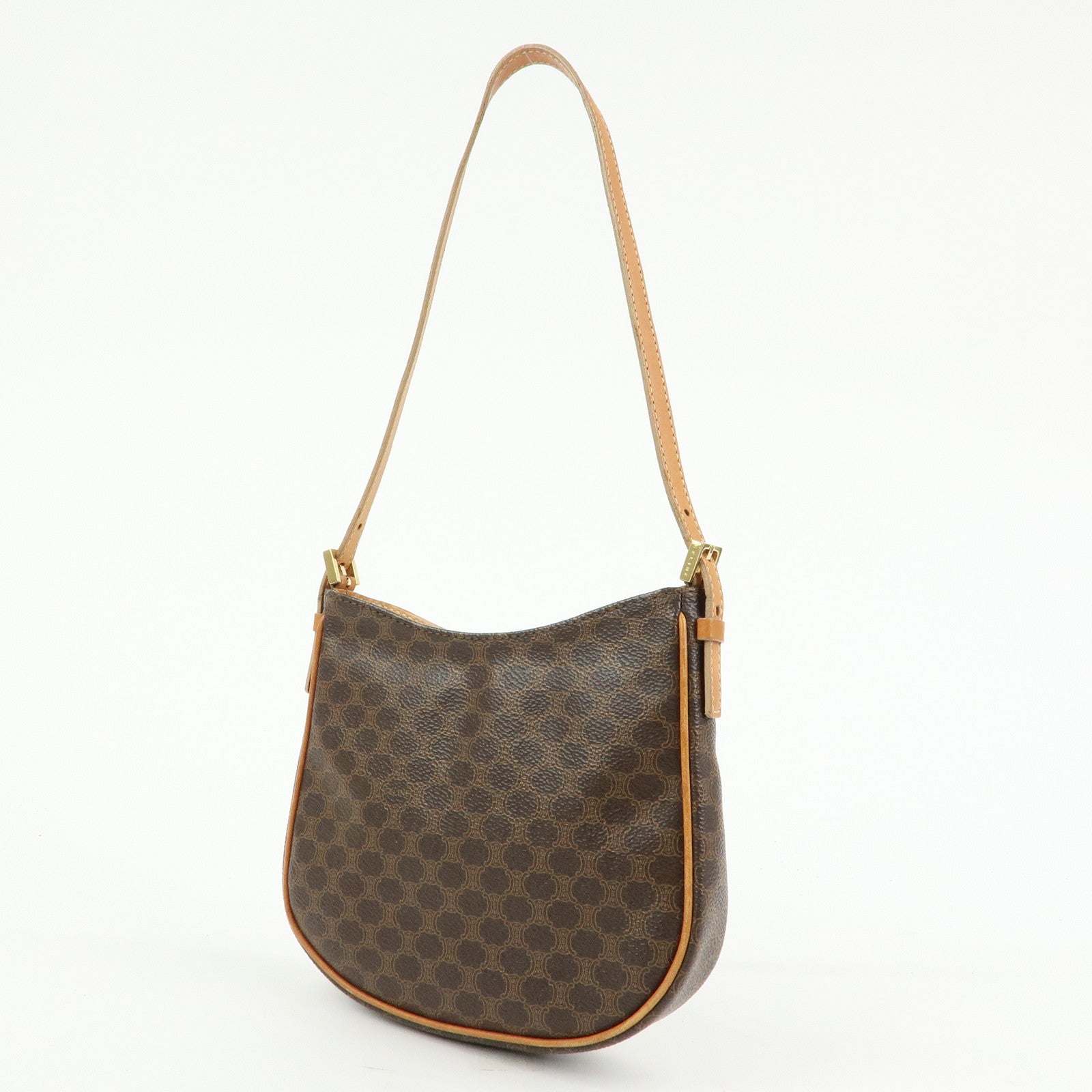 CELINE Macadam PVC Leather Shoulder Bag Hand Bag Brown
