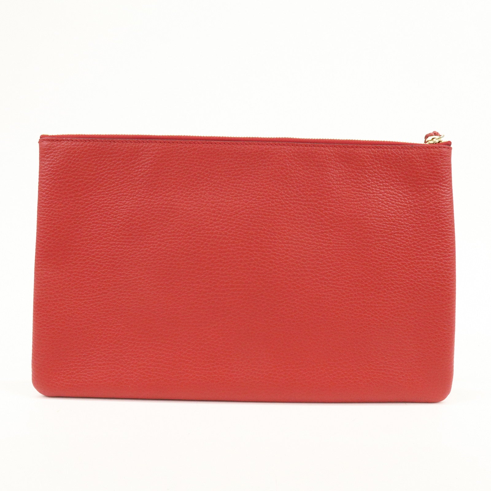GUCCI Bamboo Leather Clutch Bag Pouch Red 449653