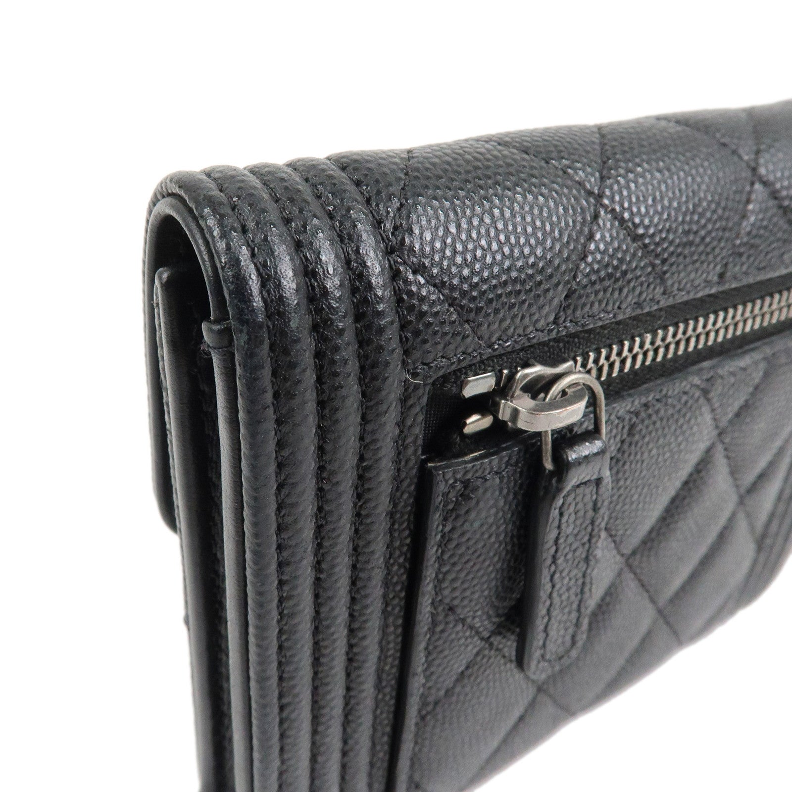 CHANEL Boy CHANEL Small Flap Tri-Fold Wallet Black A84432