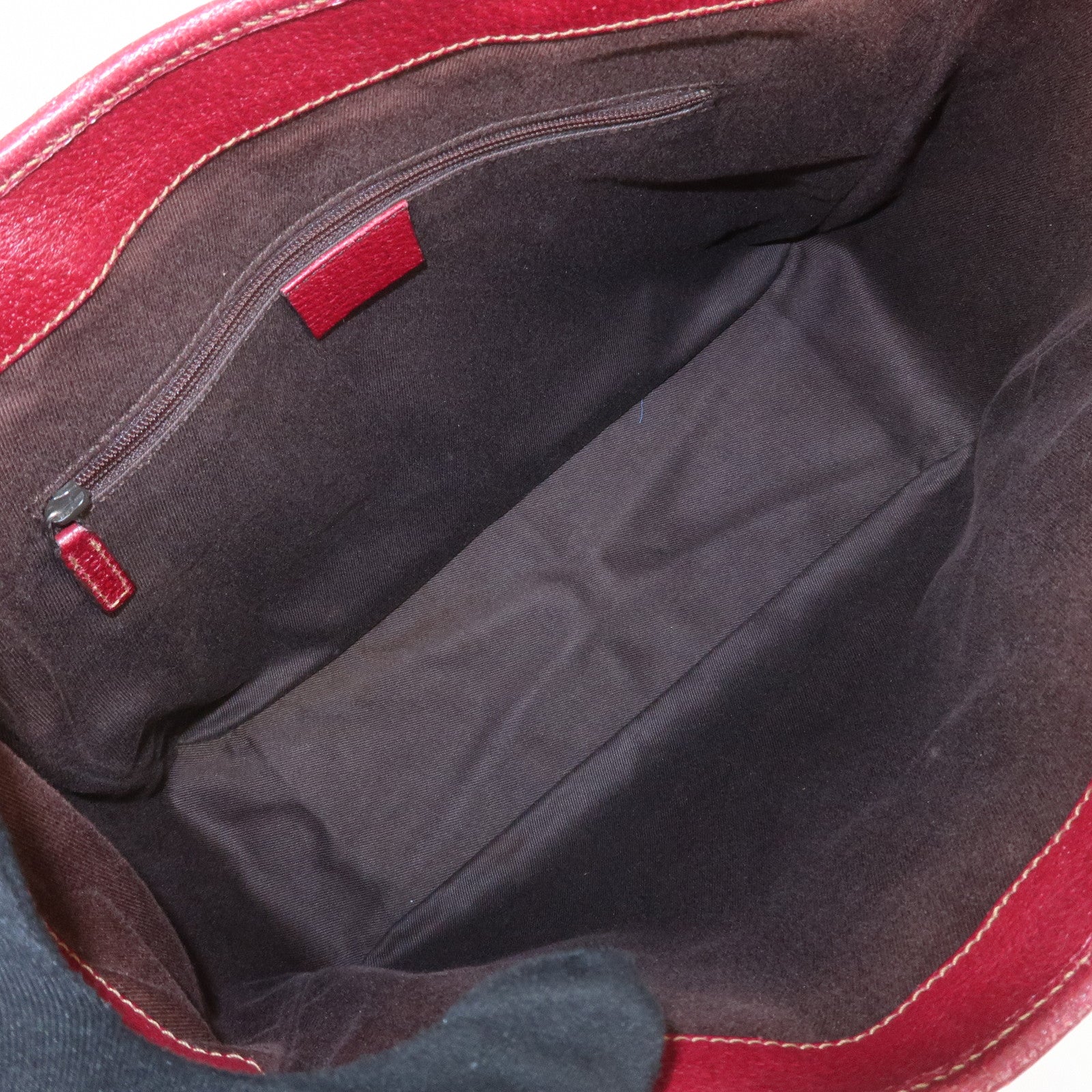 GUCCI GG Canvas Leather Hand Bag Tote Bag Beige Red 113019