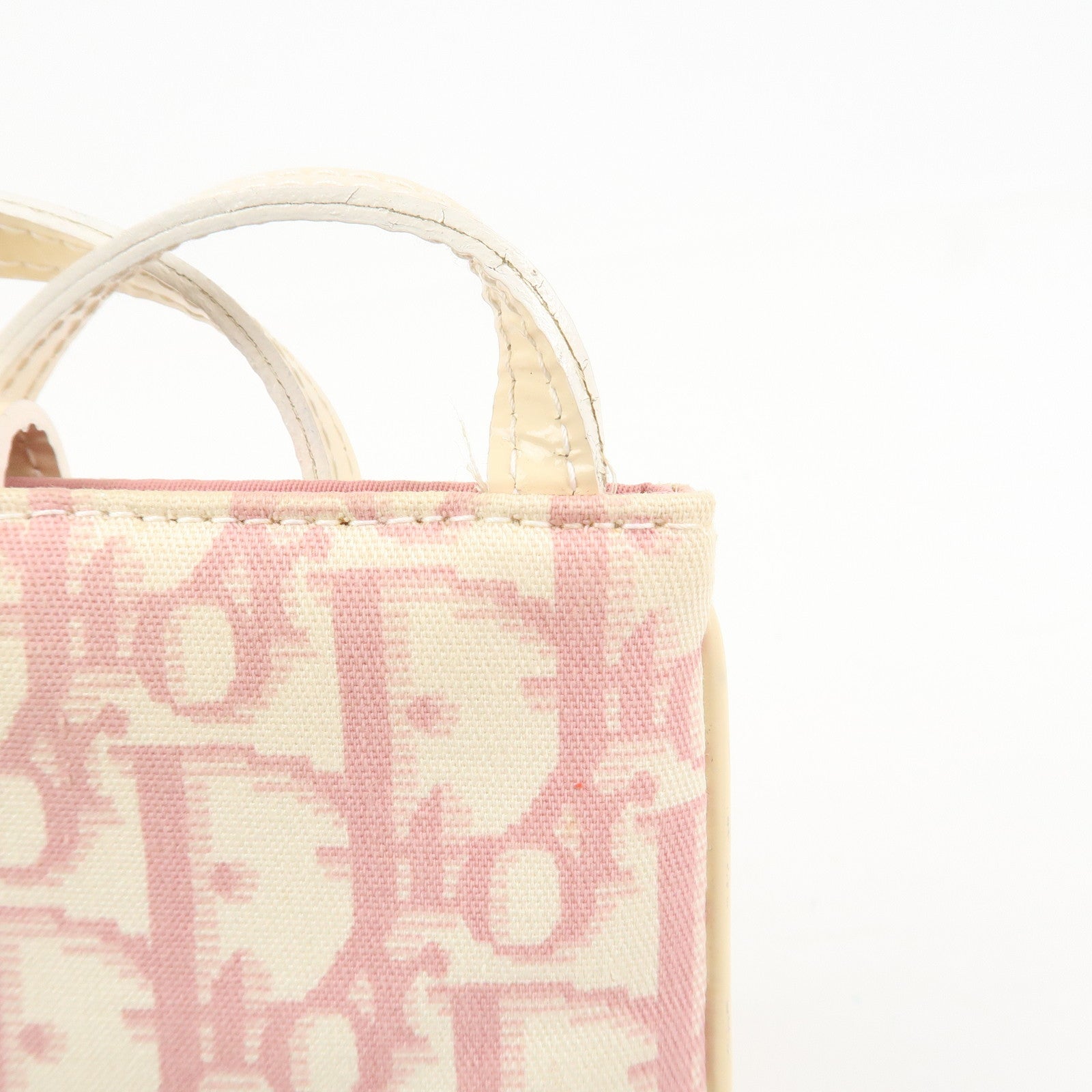 Christian Dior Trotter Girly Canvas PVC Shoulder Bag Pink Ivory