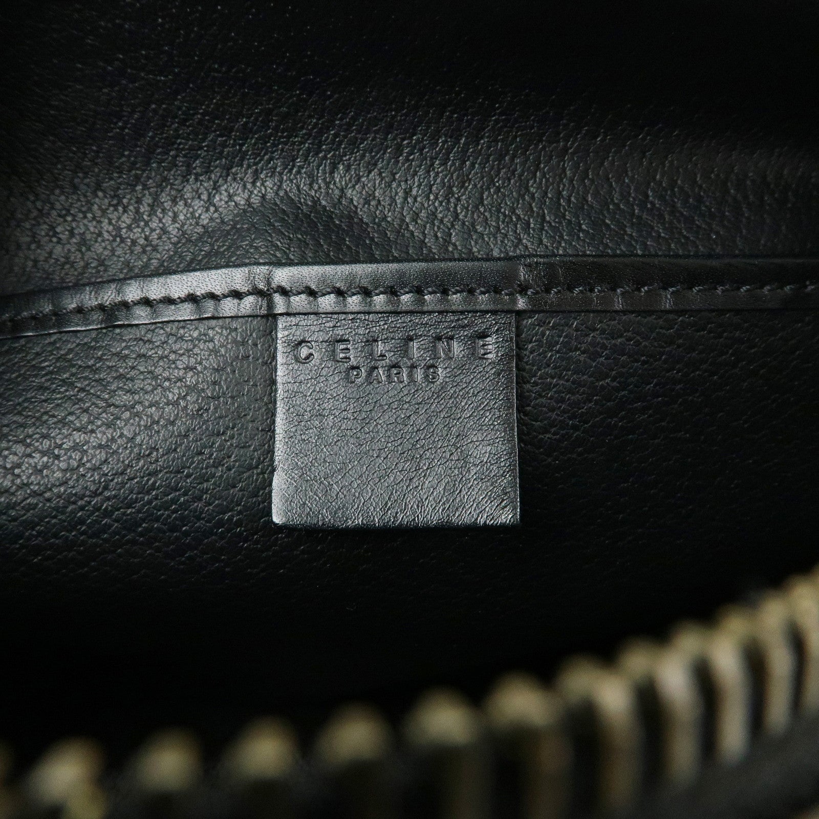 CELINE Macadam PVC Coated Canvas Leather Hand Bag Black Brown
