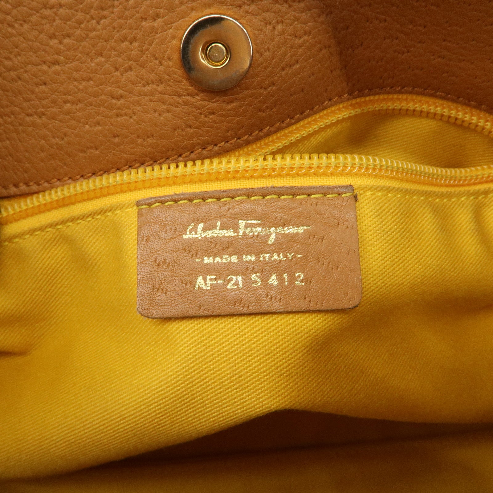 Ferragamo Gancini Leather Shoulder Bag Hand Bag Brown Gold