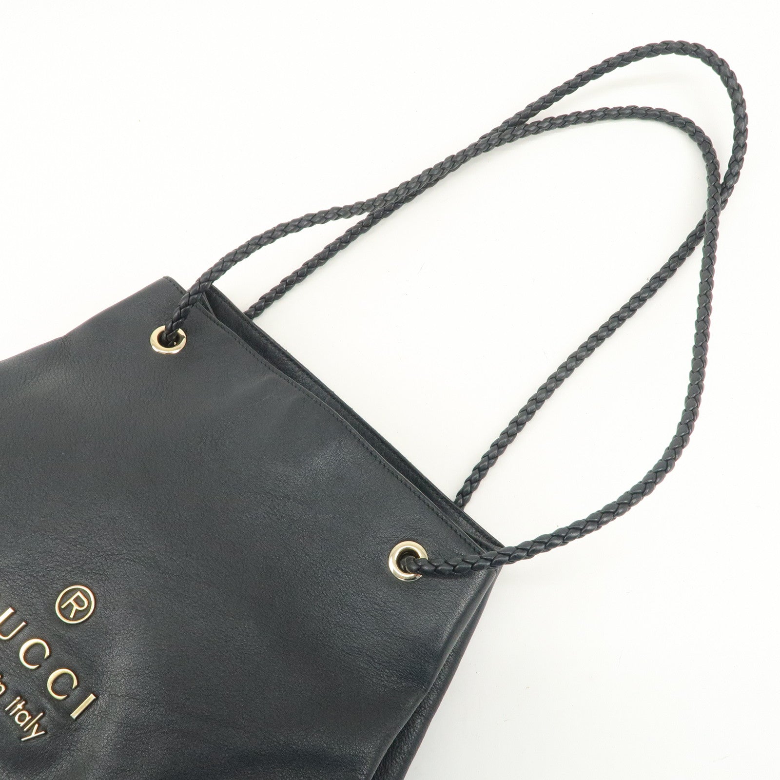 GUCCI Leather Tote Bag Shoulder Bag Black 419689 Used