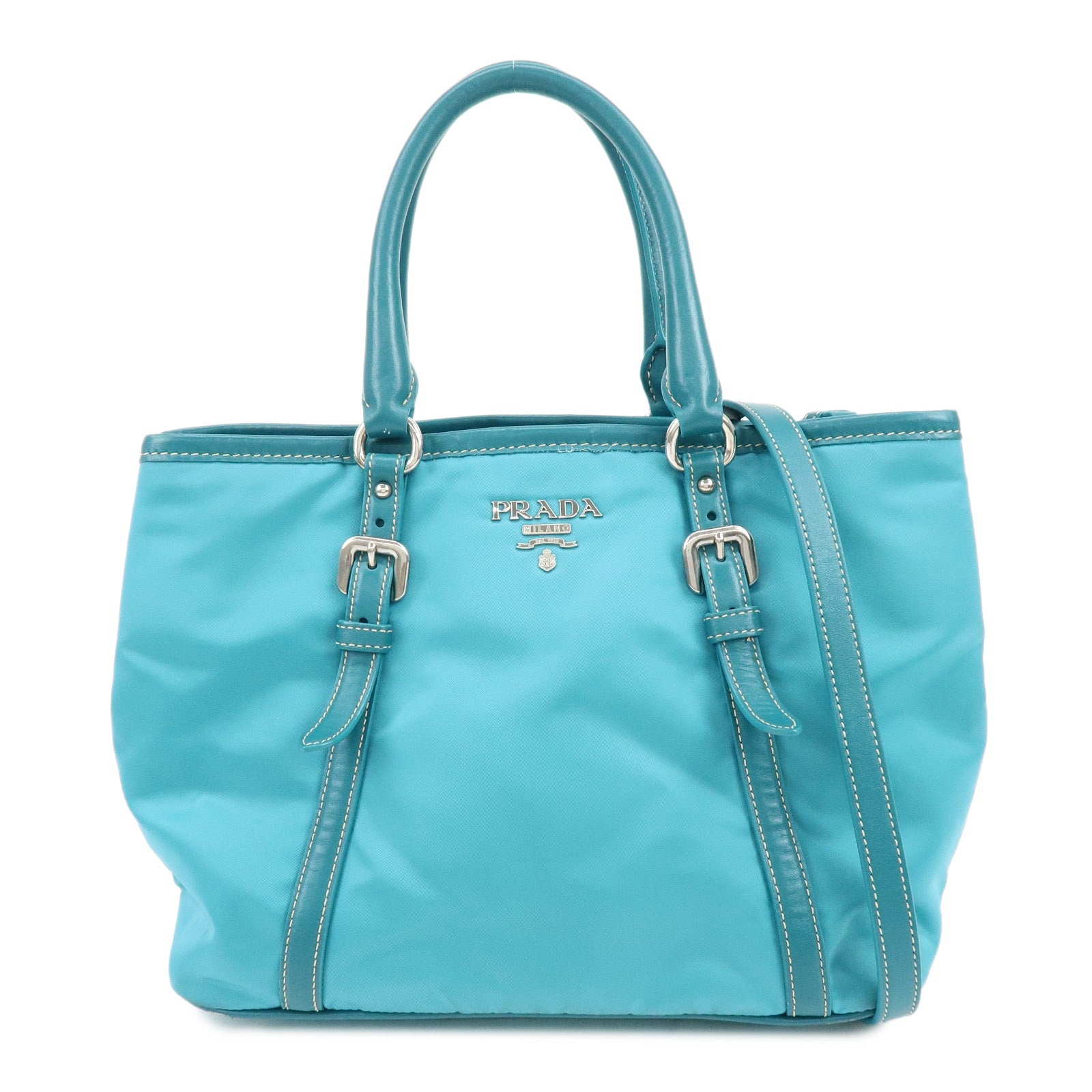 Prada Nylon Leather 2Way Bag Hand Bag Shoulder Bag Blue