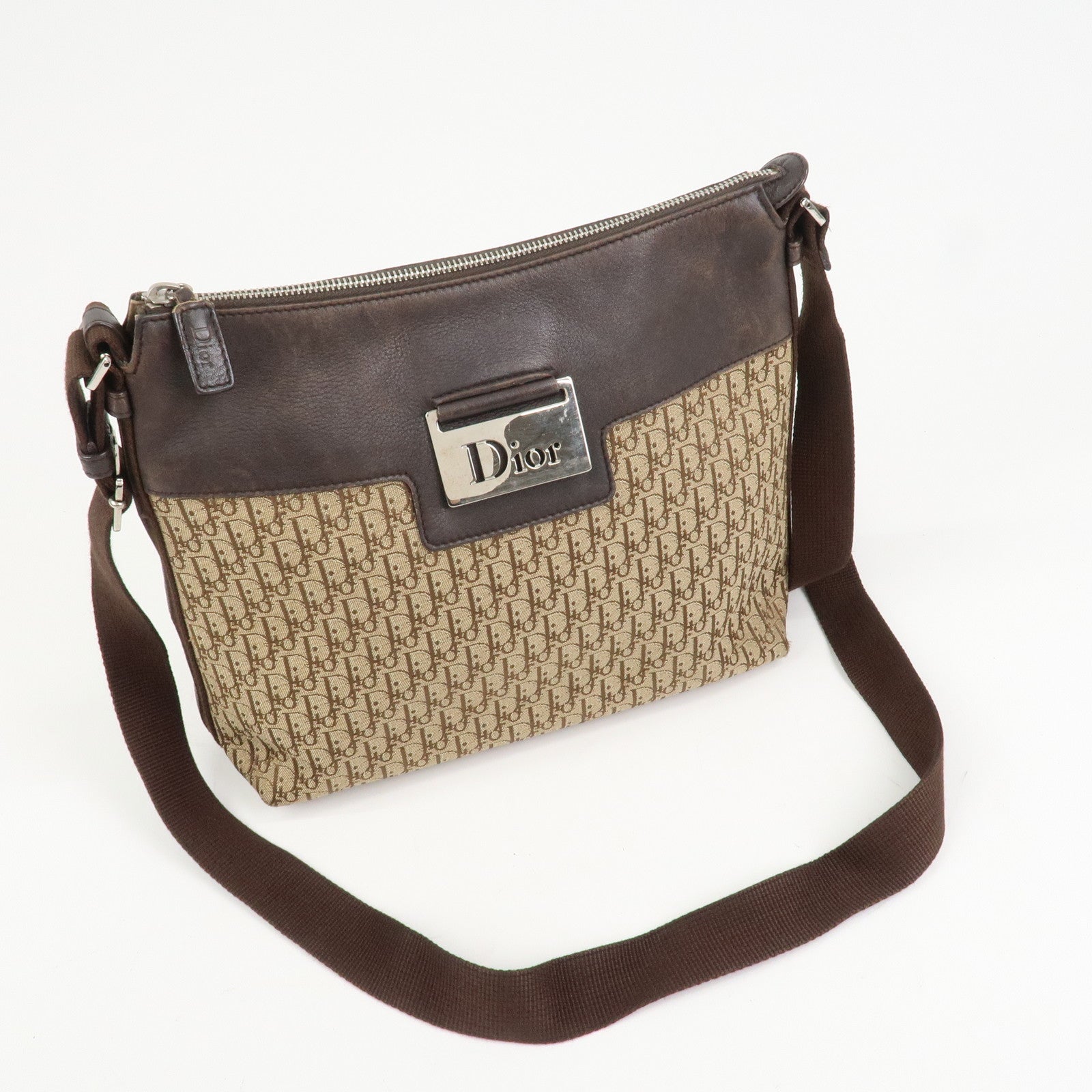 Christian Dior Street Chic Trotter Canvas Leather Shoulder Bag