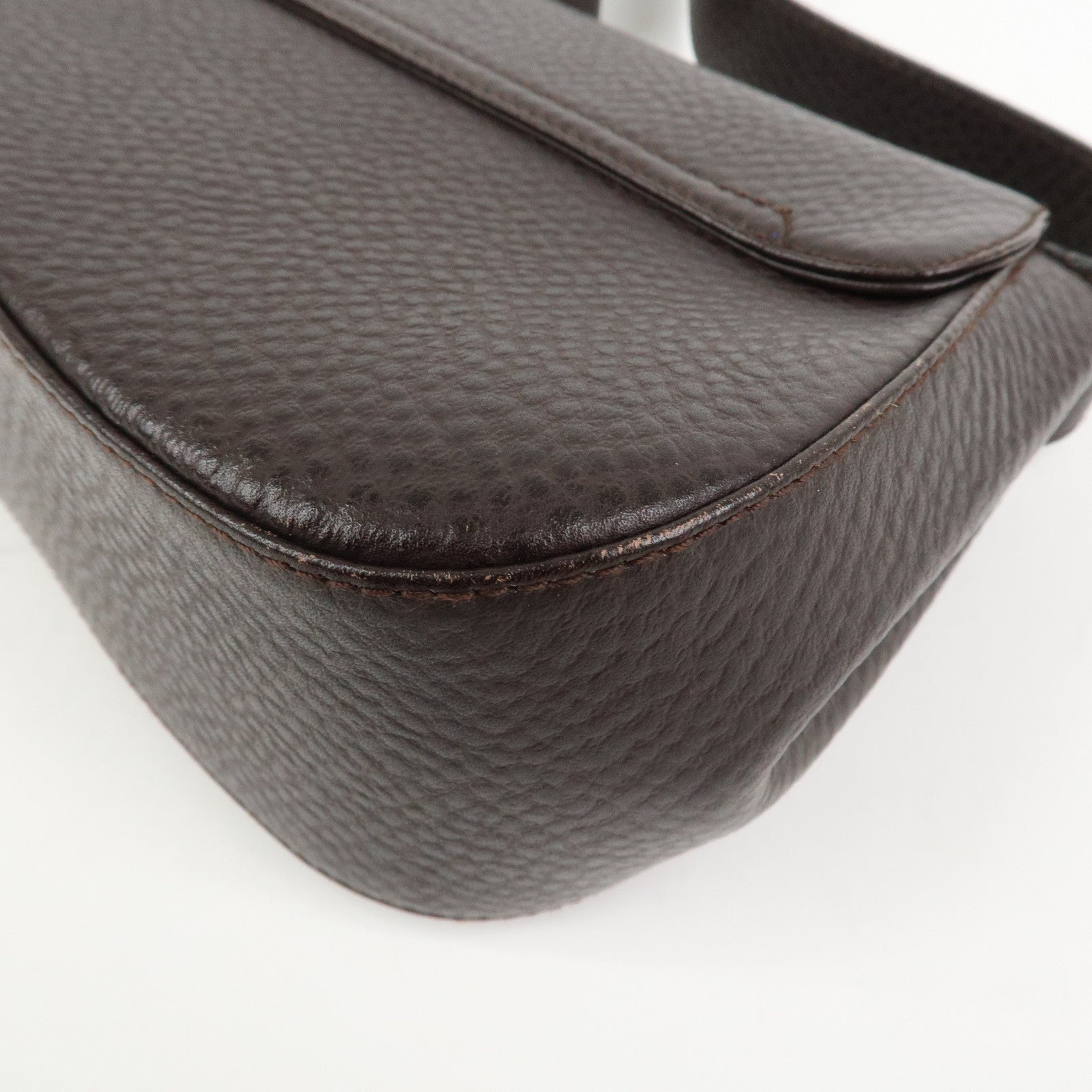 Ferragamo Gancini Logo Leather Shoulder Bag Hand Bag Brown