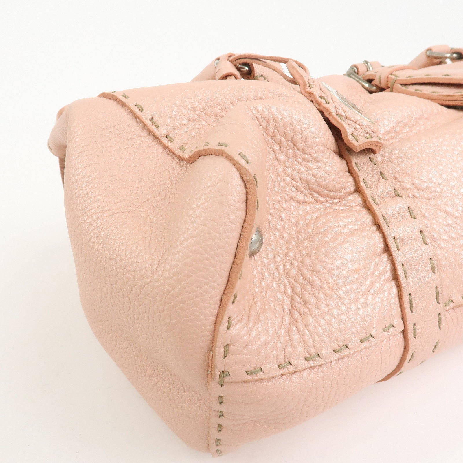 FENDI Seleria Linda Leather Shoulder Bag Hand Bag Pink 8BR442