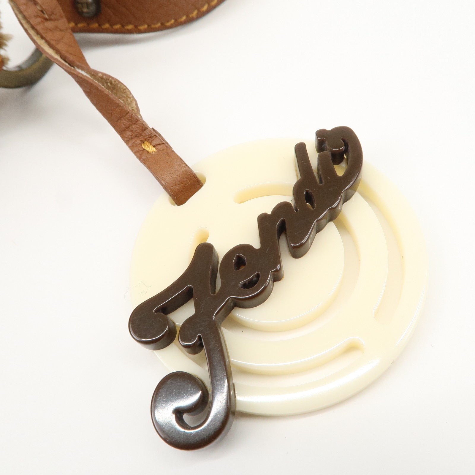 FENDI Denim Leather Shoulder Bag Hand Bag Indigo Brown 8BR445 Used