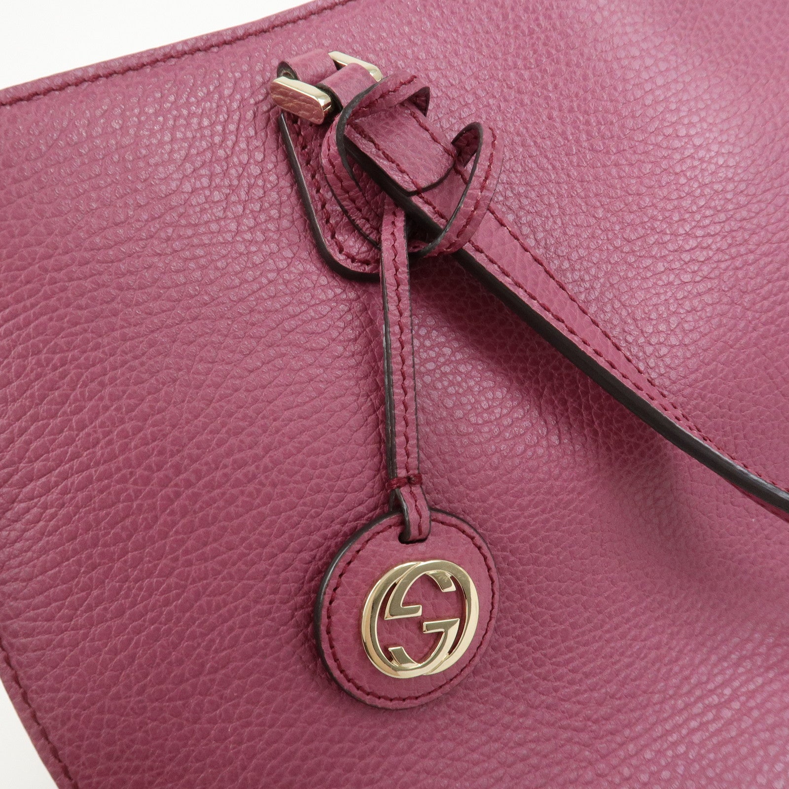 GUCCI Interlocking G Leather Tote Bag Shoulder Bag Purple 388561