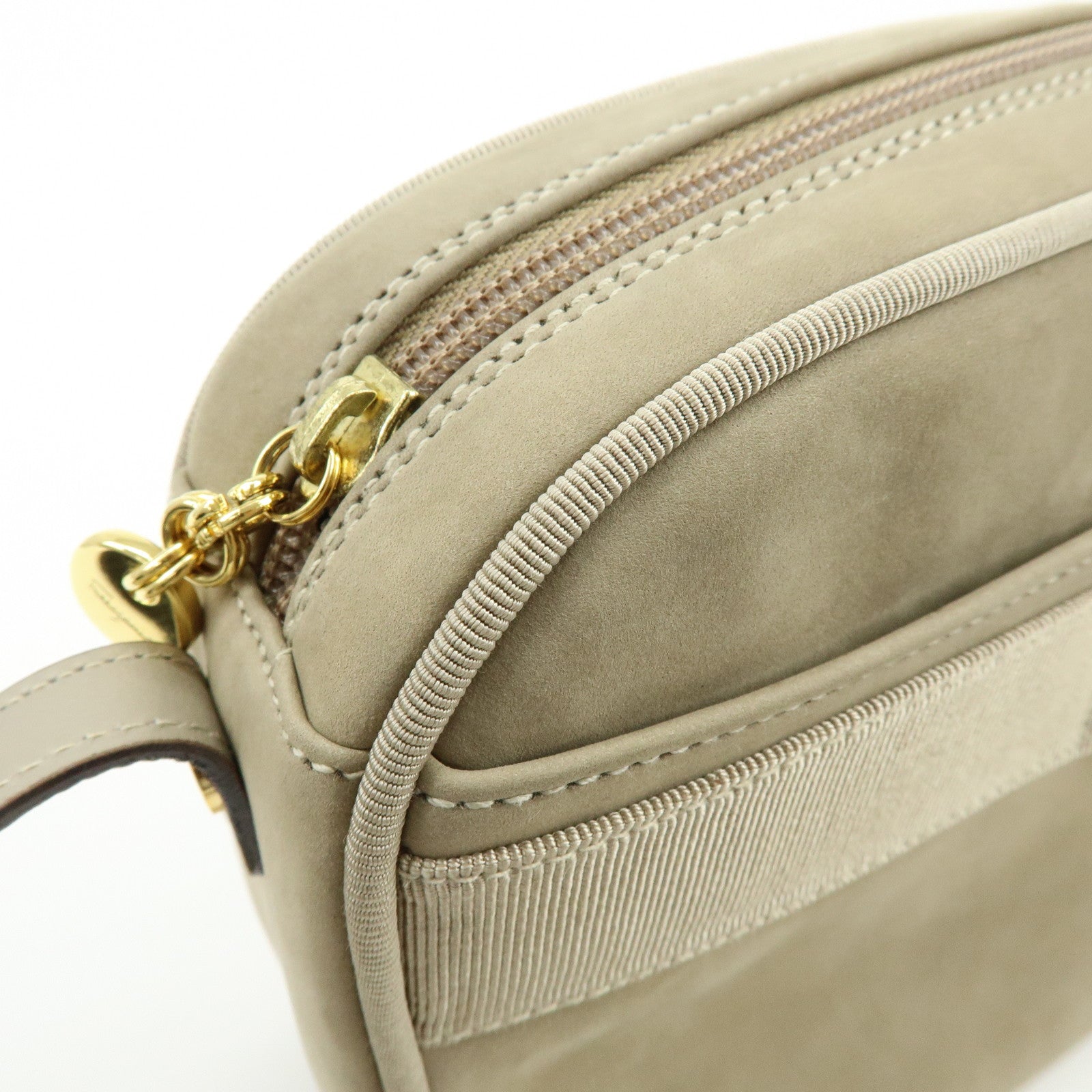 Ferragamo Vara Leather Shoulder Bag Crossbody Bag Greige