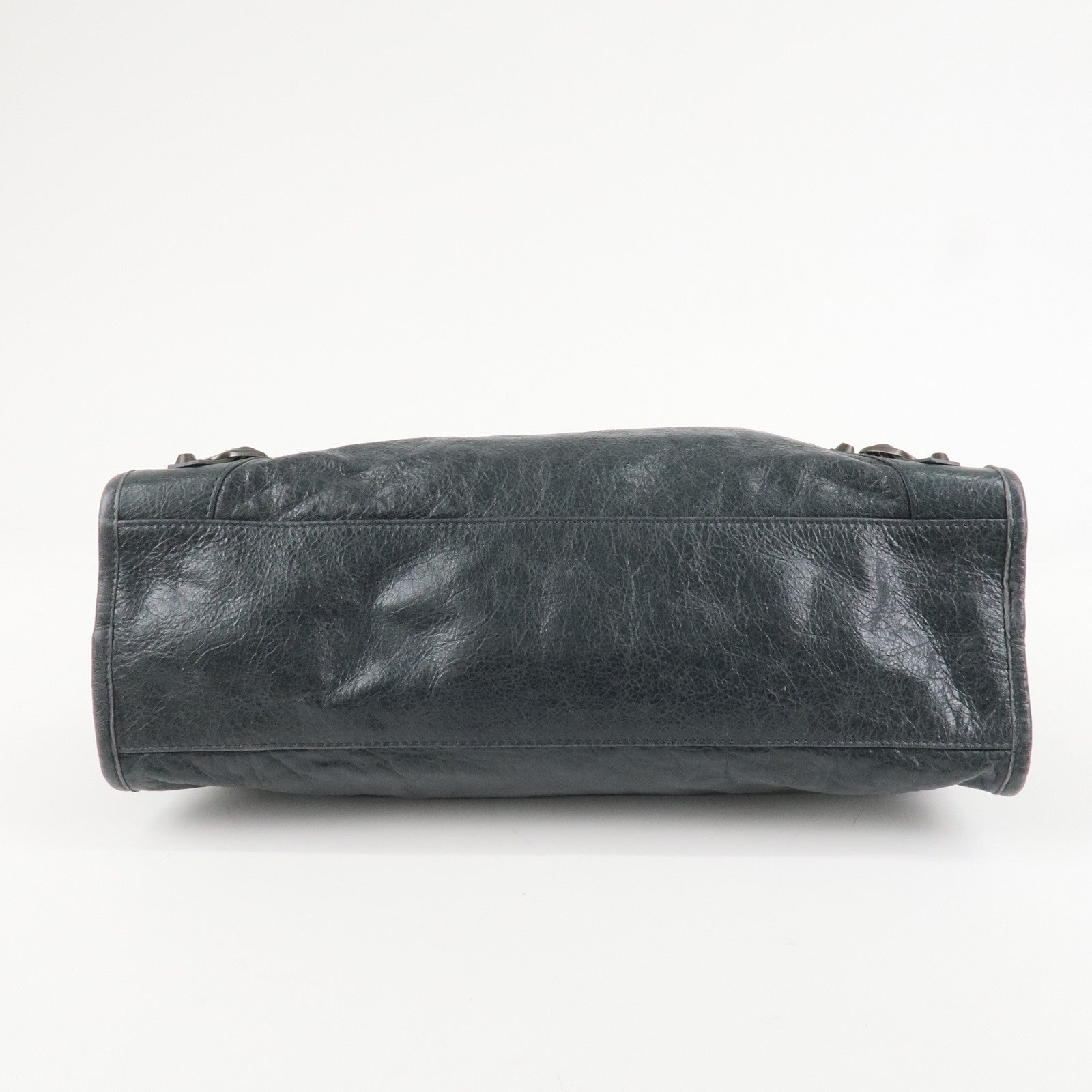 BALENCIAGA The City Leather 2Way Hand Bag Dark Gray 115748 Used
