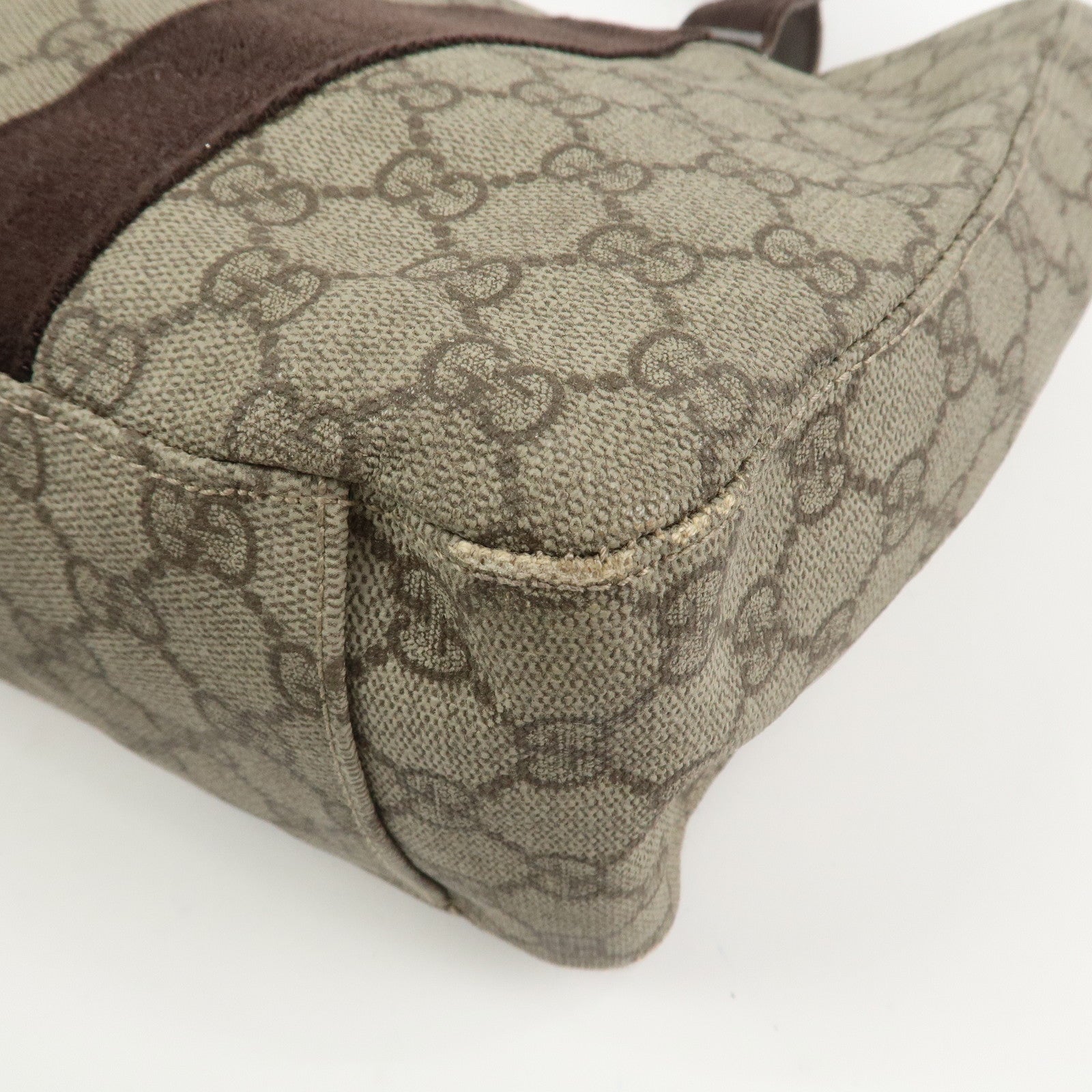 GUCCI GG Supreme Leather Tote Bag Hand Bag Beige Brown 141624