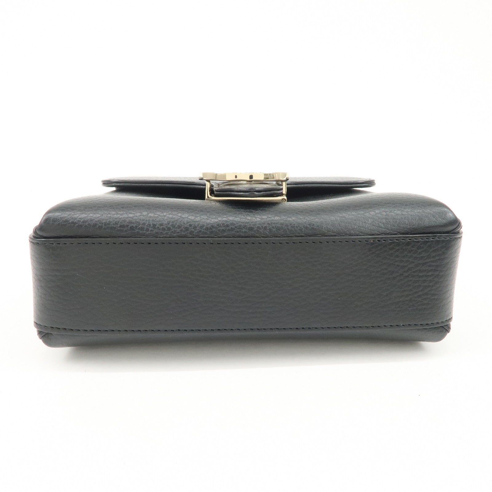 GUCCI Interlocking G Leather Chain Shoulder Bag Black 607720 Used