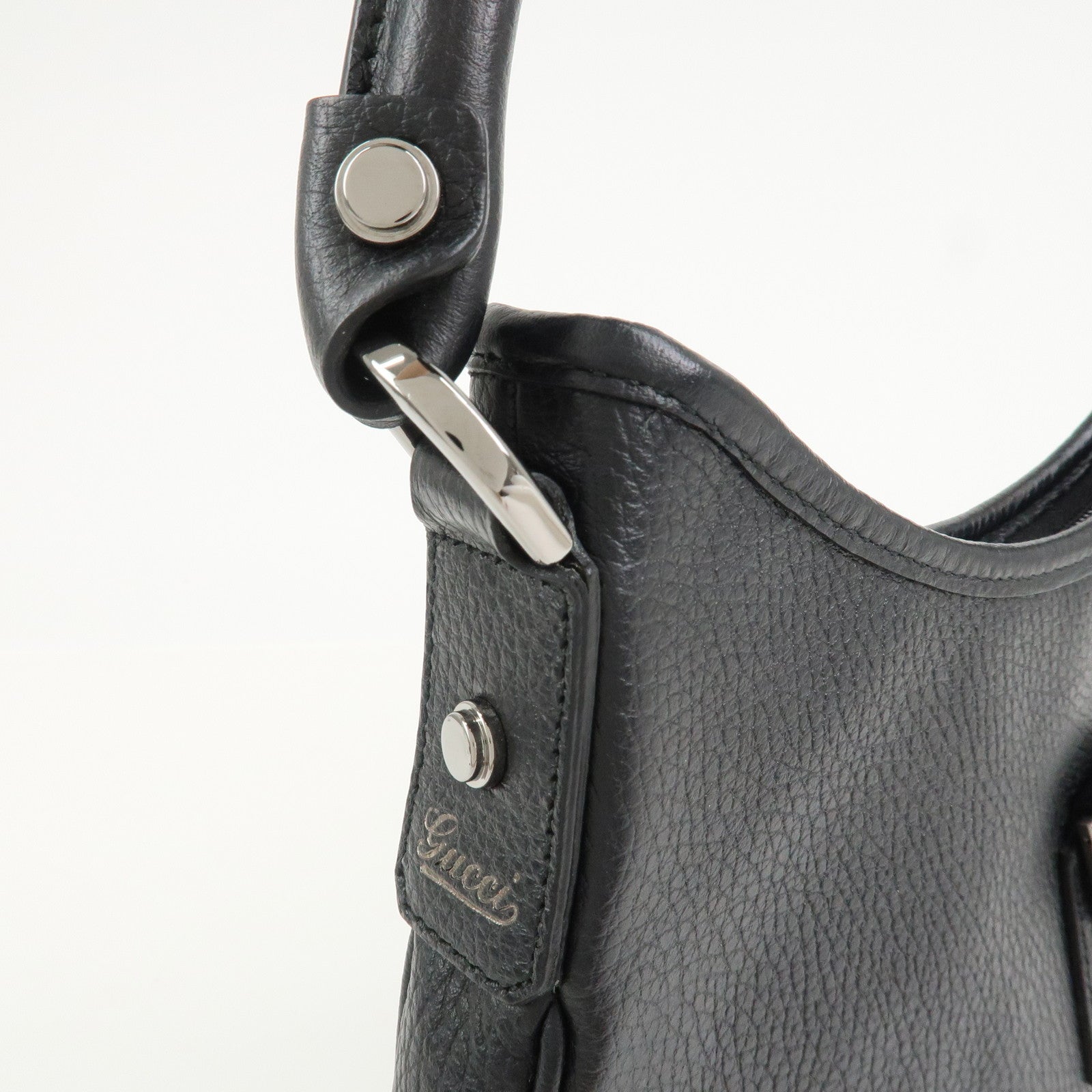 GUCCI Abbey Leather Shoulder Bag Hand Bag Black Silver S268637