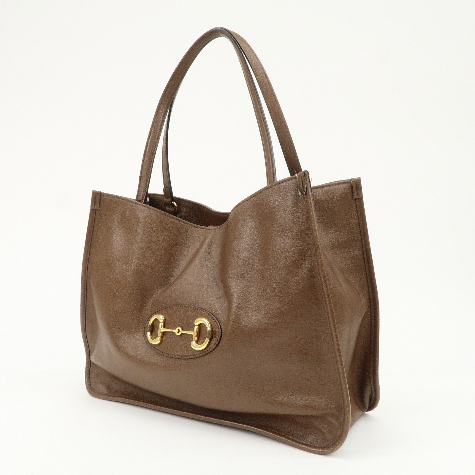 GUCCI Horsebit Leather Tote Bag Shoulder Bag Hand Bag Brown 623694