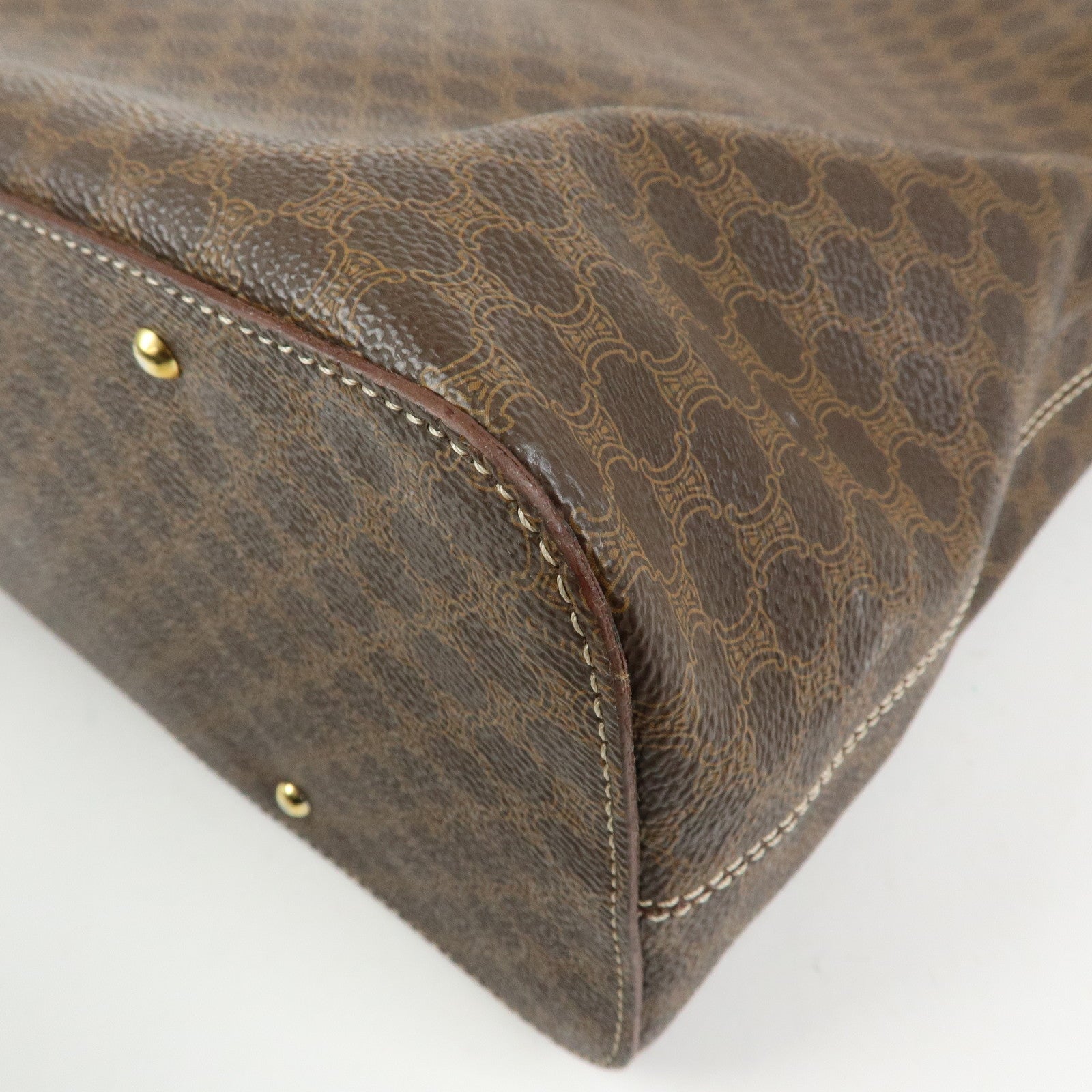 CELINE Macadam PVC Canvas Shoulder Bag Hand Bag Brown