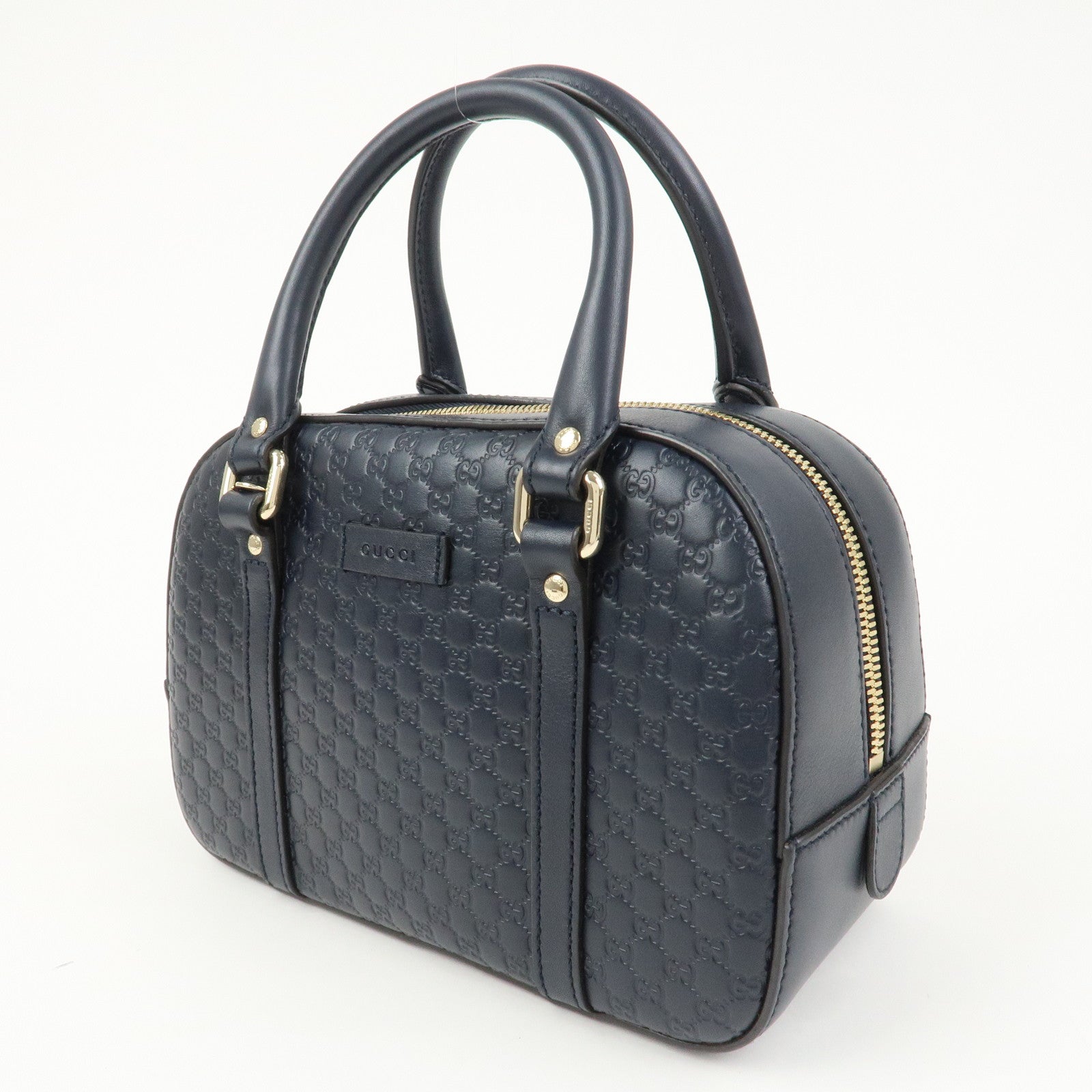 GUCCI Micro Guccissima Leather 2 Way Bag Hand Bag Dark Navy 510289