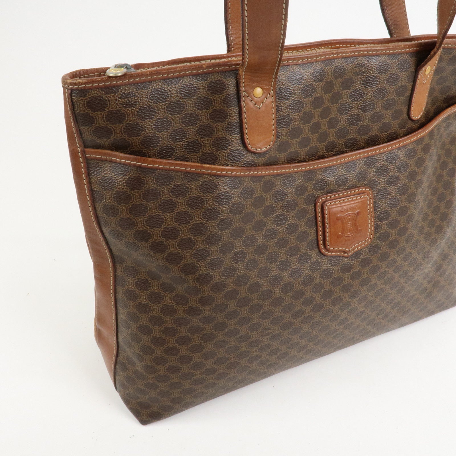 CELINE Macadam PVC Leather Tote Bag Shoulder Bag Brown