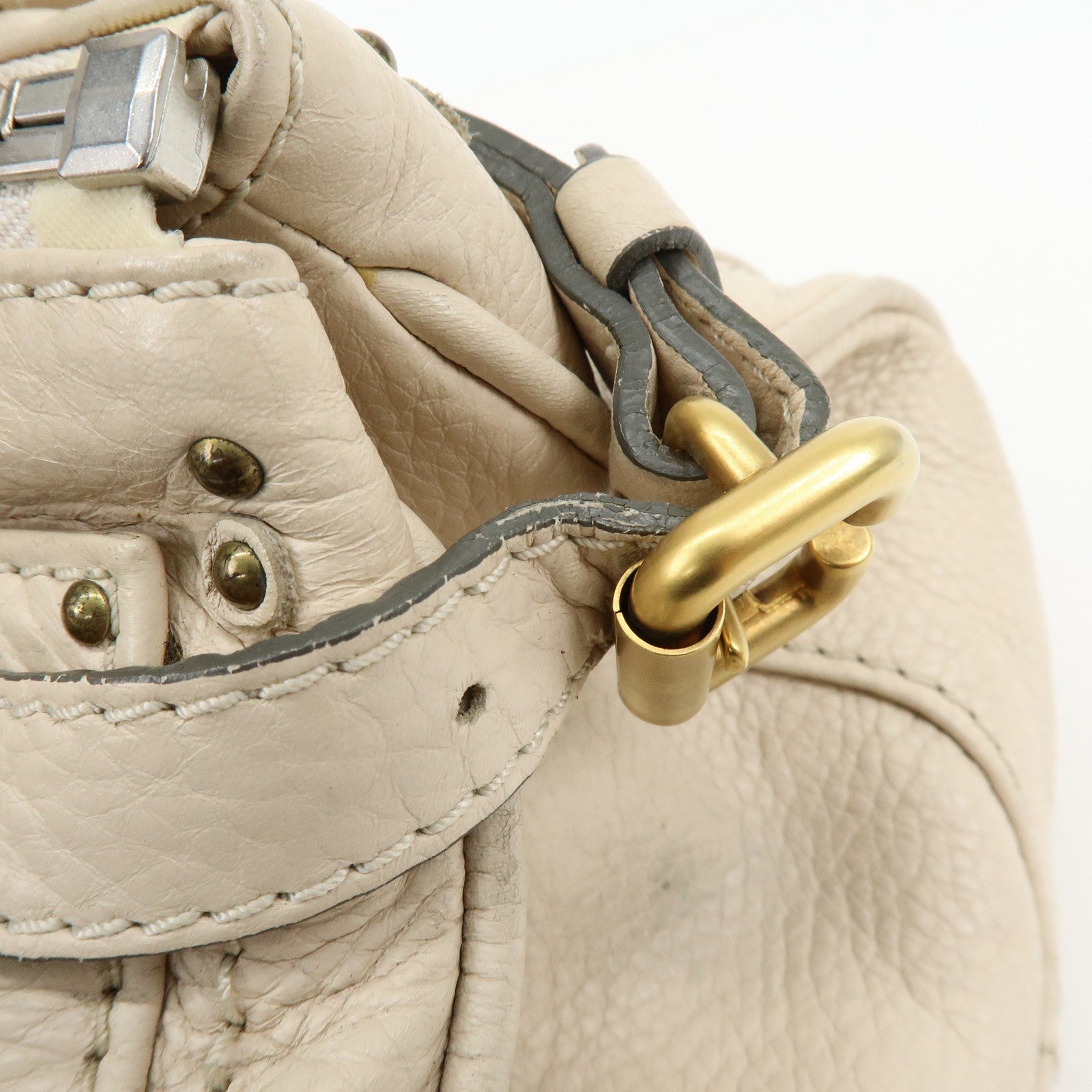Chloe Paddington Leather Hand Bag Boston Bag Shoulder Bag Ivory