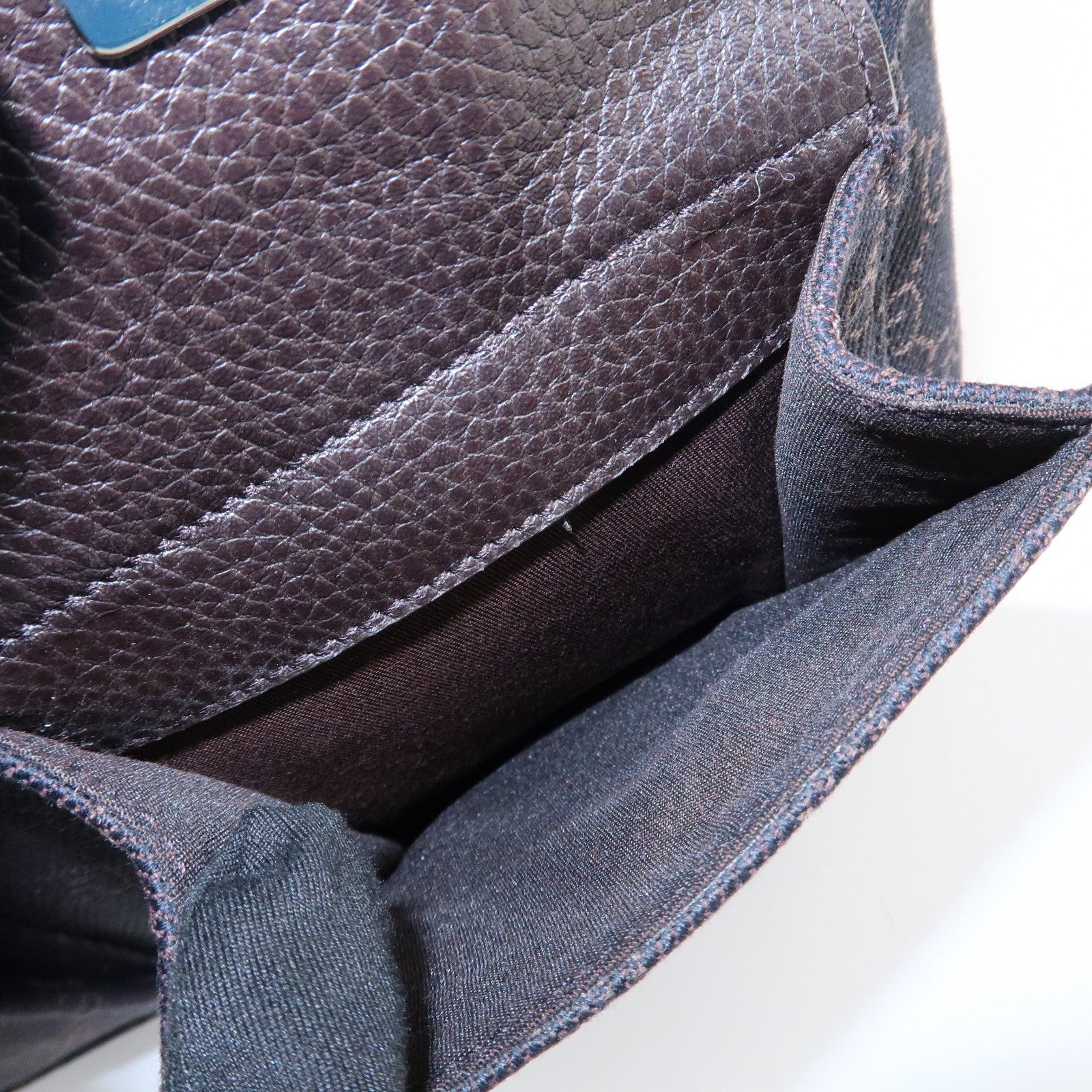 GUCCI Abbey Leather Canvas Shoulder Bag Hand Bag Dark Brown 293581 Used