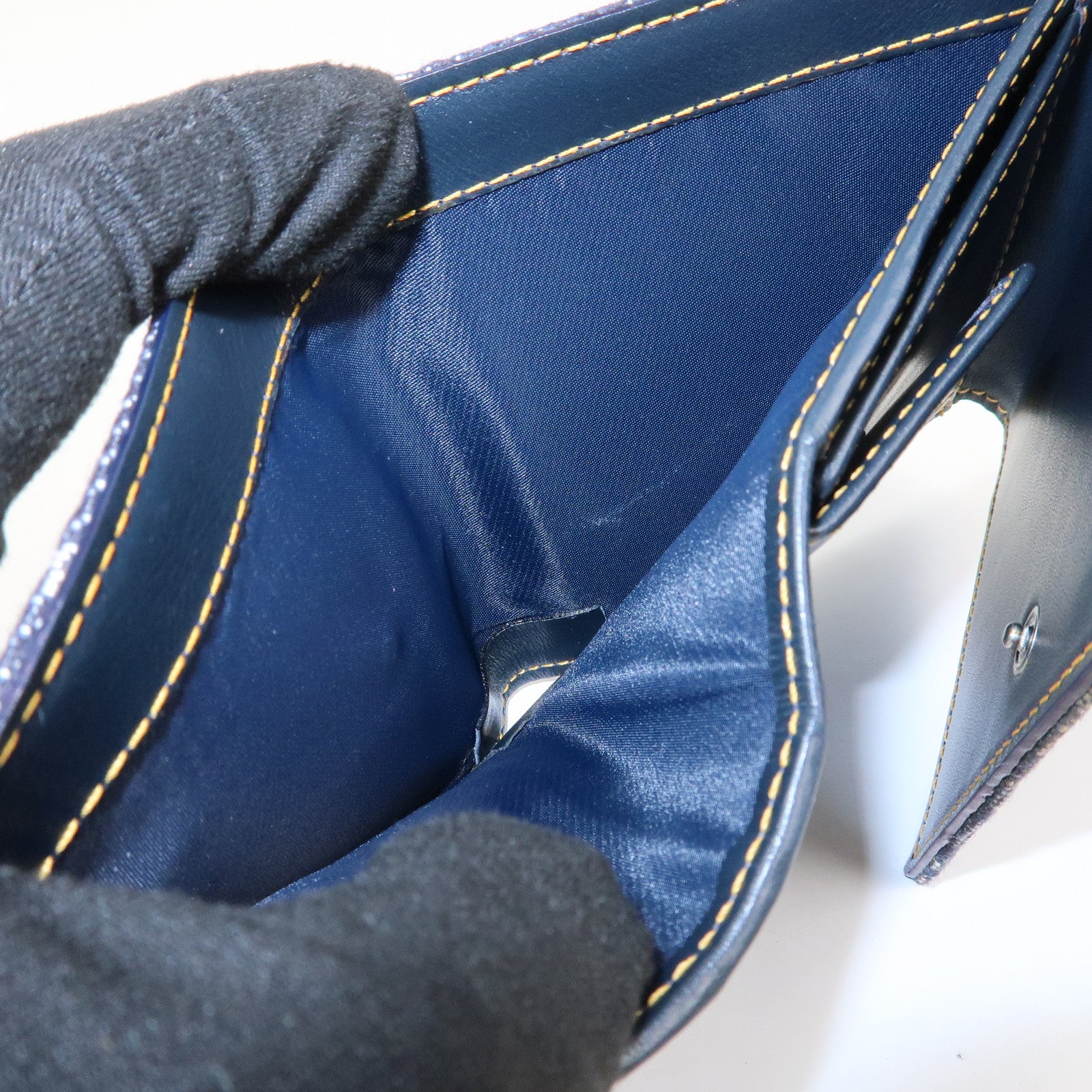Christian Dior Trotter Canvas Leather Tri-fold Wallet Navy