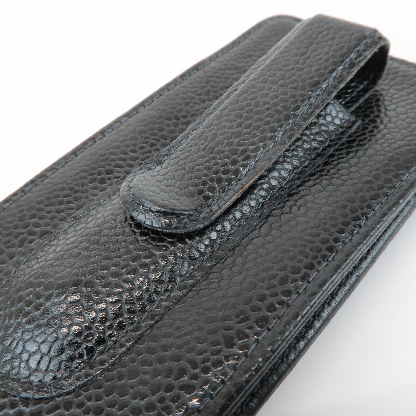 CHANEL COCO Mark Caviarskin Cell Phone Case Black Used