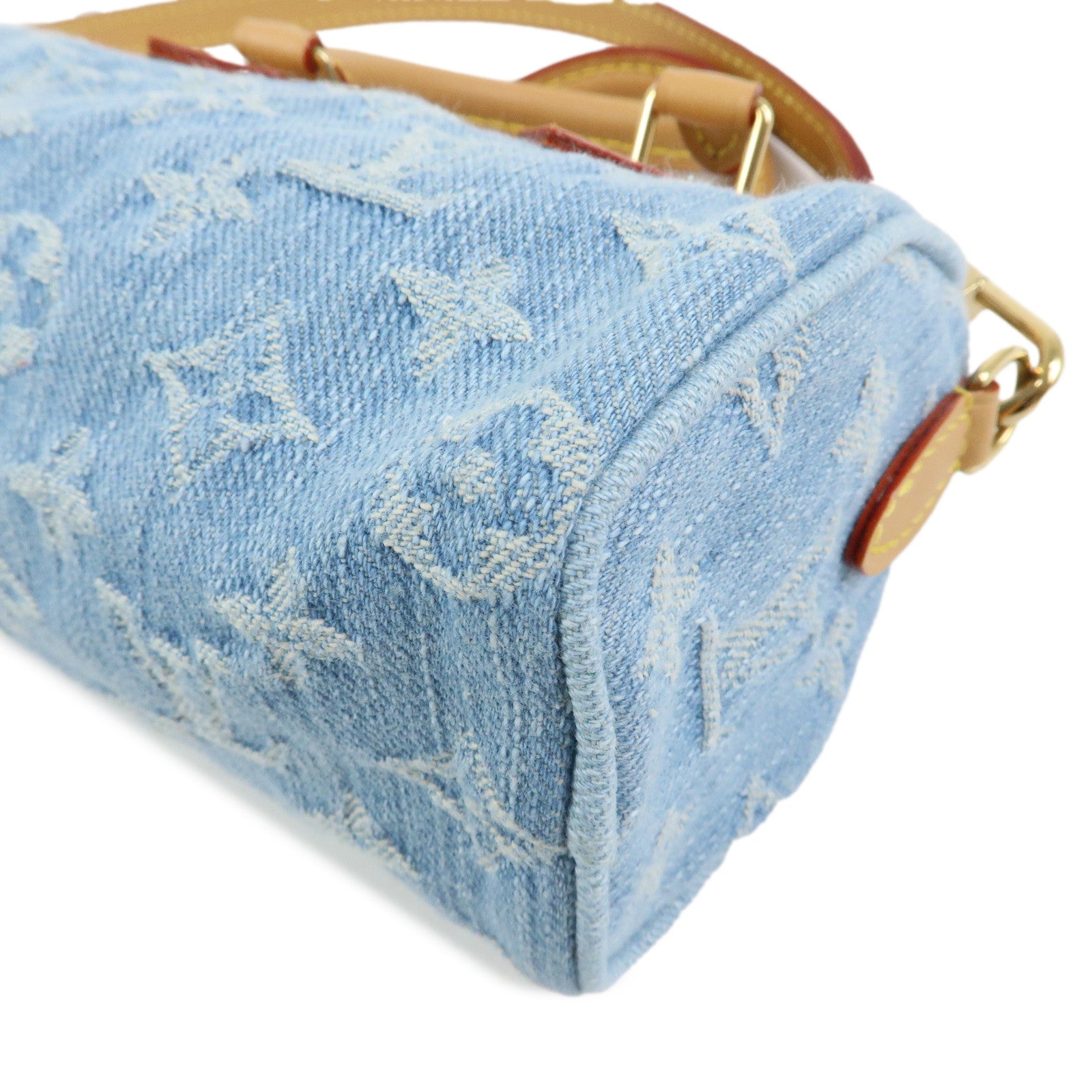 Louis Vuitton Monogram Denim Nano Speedy Mini Hand Bag Blue M11212