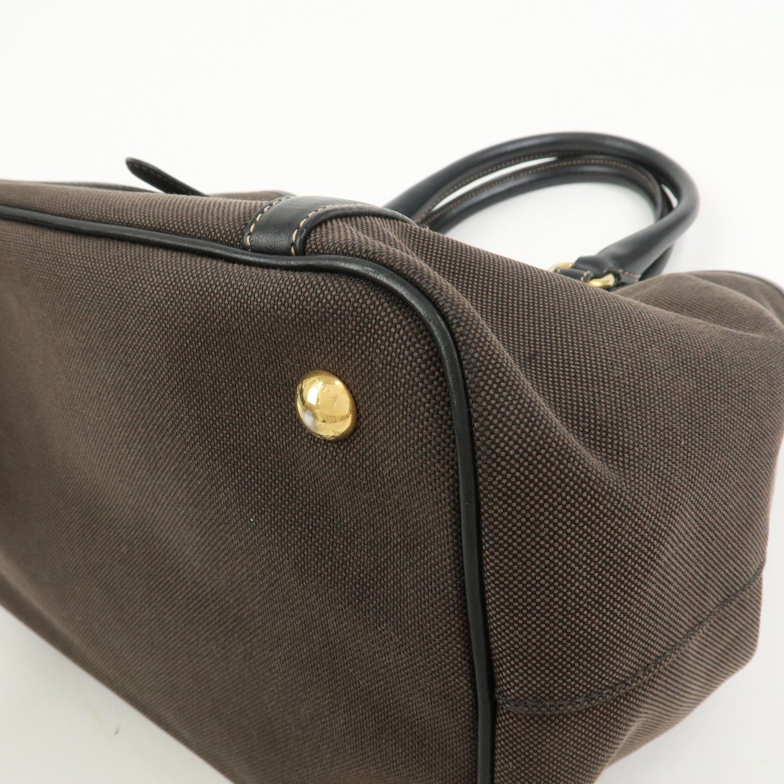 PRADA Jacquard Leather 2Way Bag Tote Bag Hand Bag Brown BN1841