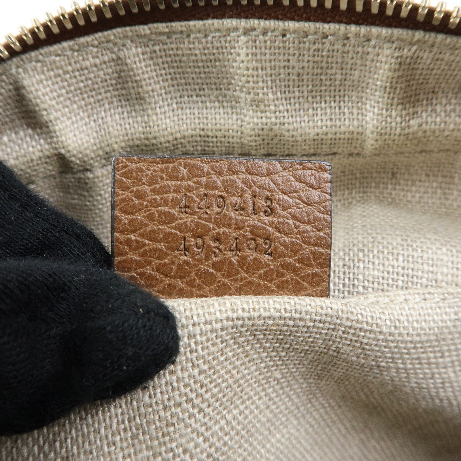 GUCCI Interlocking G Canvas Leather Shoulder Crossbody Bag 449413