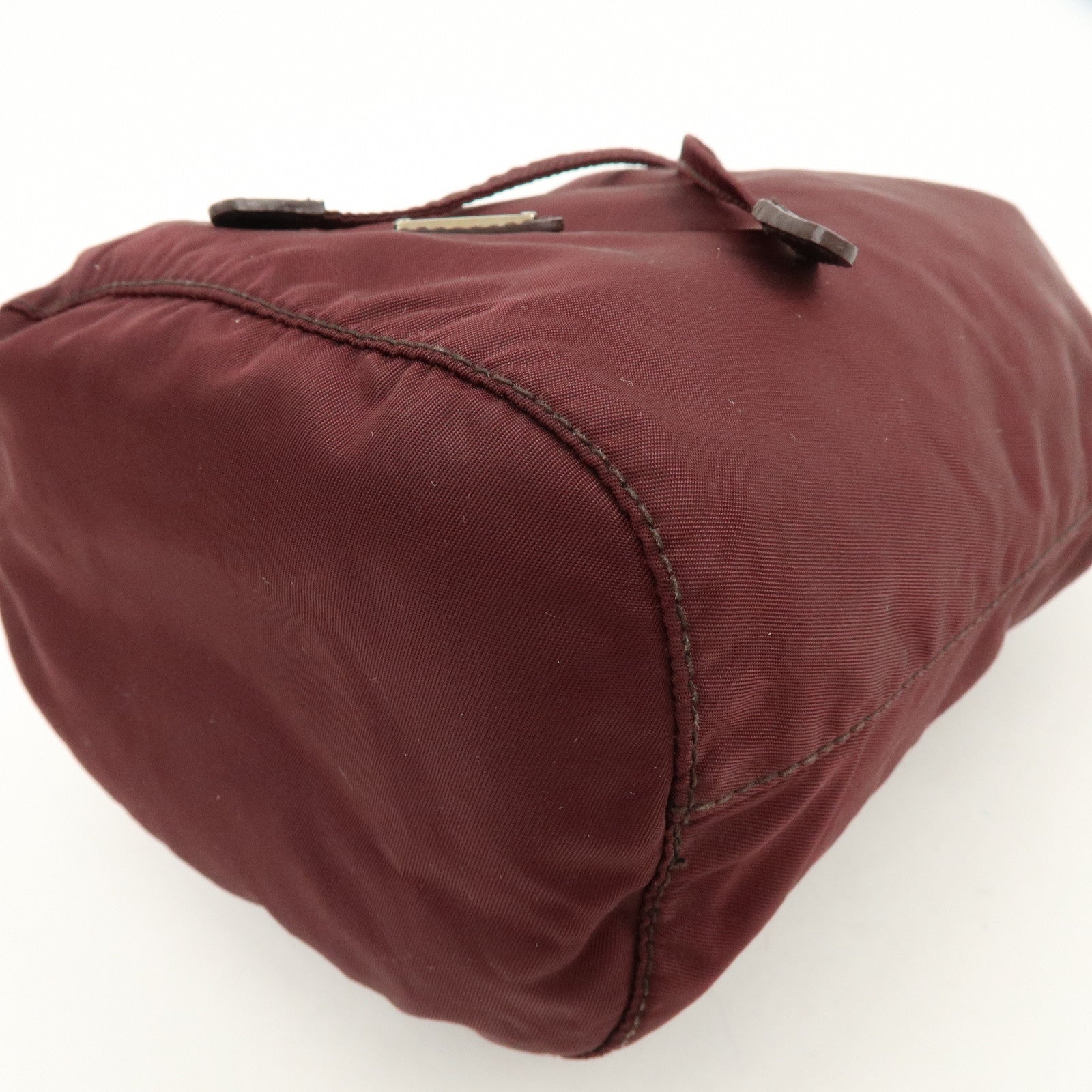 PRADA Triangle Logo Nylon Saffiano Leather Drawstring Pouch Bag