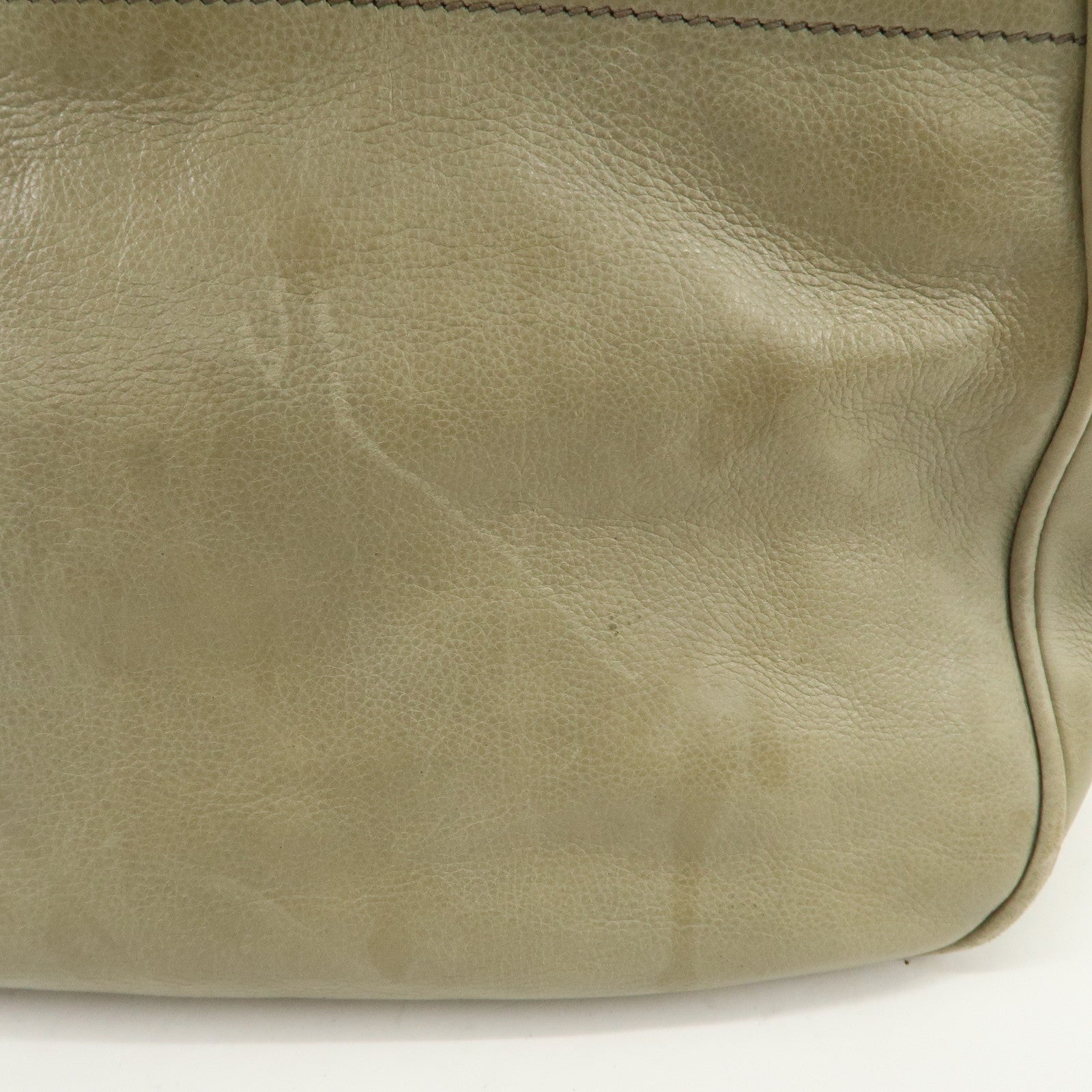 PRADA Logo Ribon Leather 2WAY Tote Bag Hand Bag Beige Gold HDW BN2245 Used