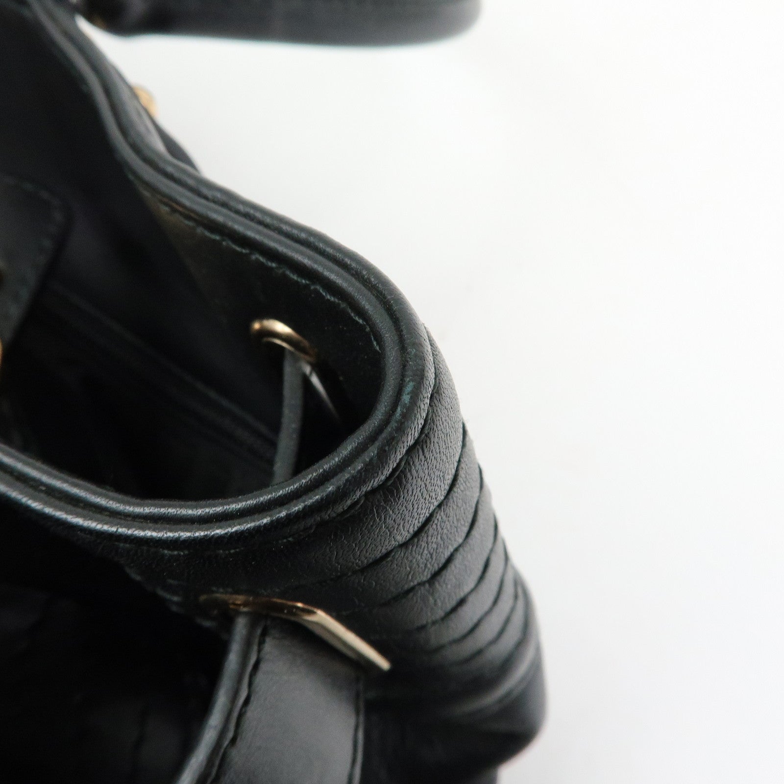 Ferragamo Gancini Leather Tote Bag Hand Bag Black