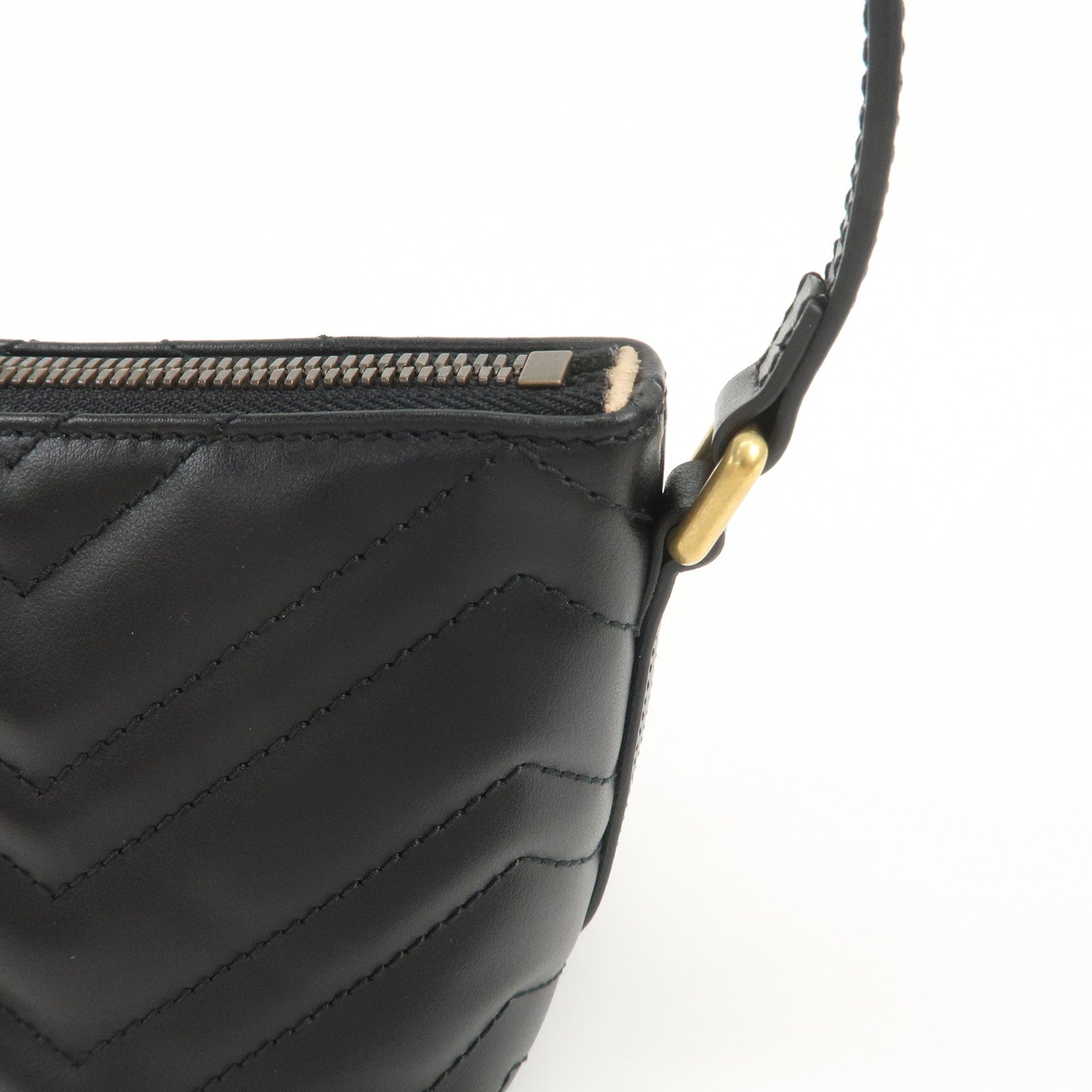 GUCCI Boat Bag GG Marmont Leather Shoulder Bag Hand Bag 739166