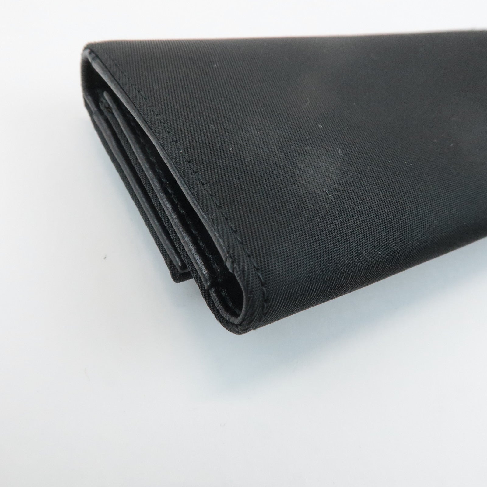 PRADA Triangle Logo Nylon 6 Key Case Key Holder Black M26X Used