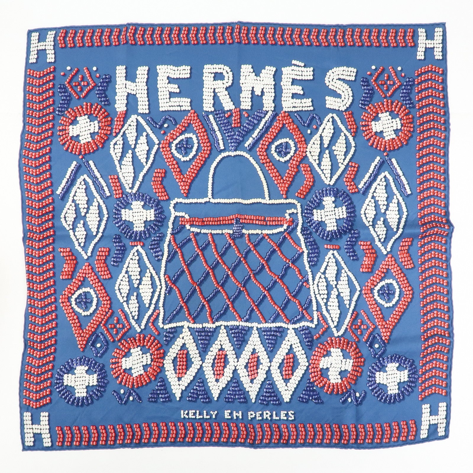 HERMES Carre 65 Set of 2 Silk 100% Scarf Black Purple Blue