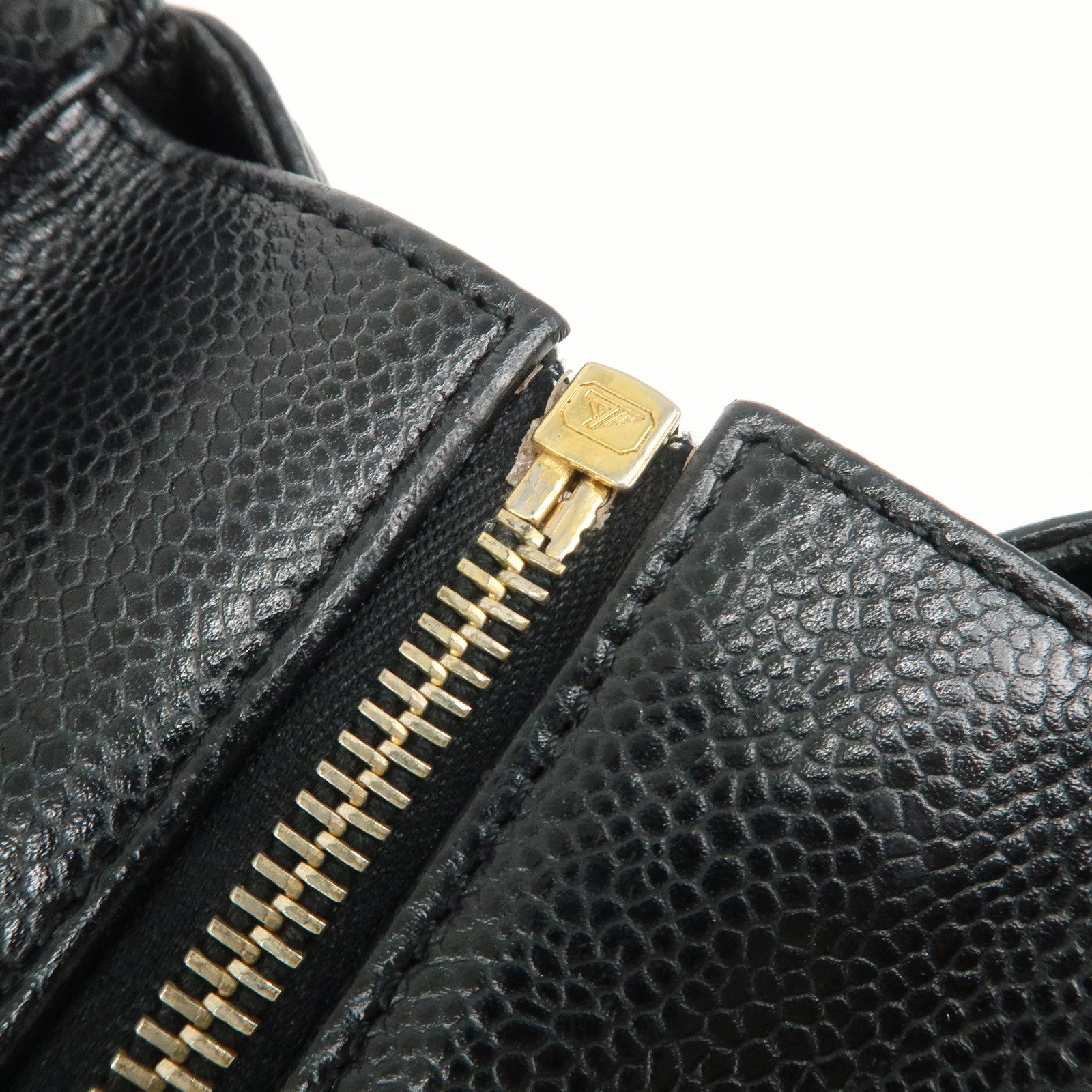 CHANEL COCO Mark Matelasse Caviarskin Chain Tote Bag Black Used