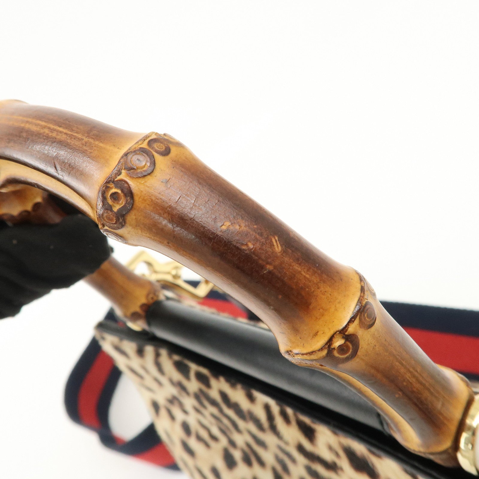 GUCCI Nimfair Bamboo Sherry Unborn Calf Leather 2Way Bag 470271 Used