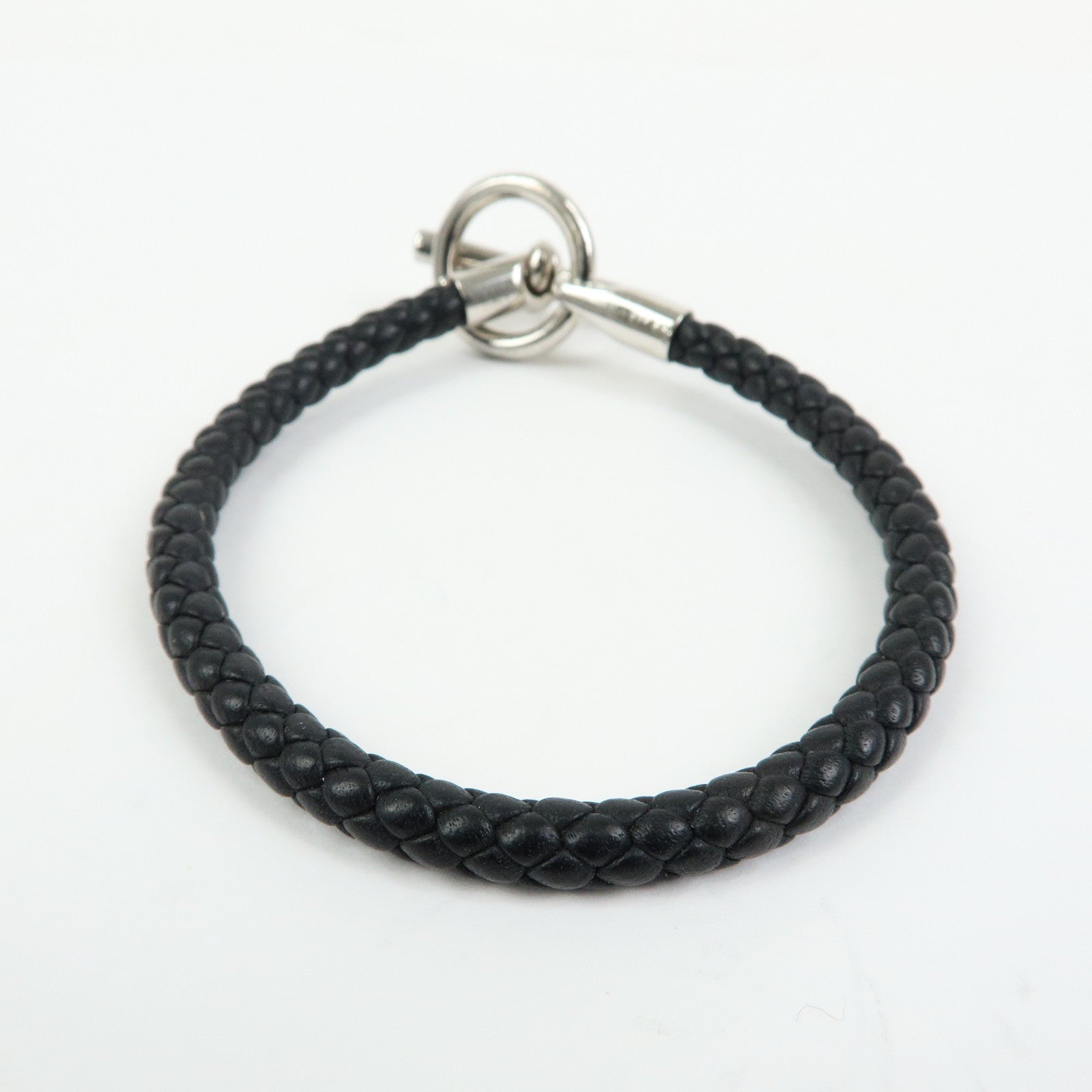 HERMES Glenan H Tresse en Veau Swift Leather Bracelet Black