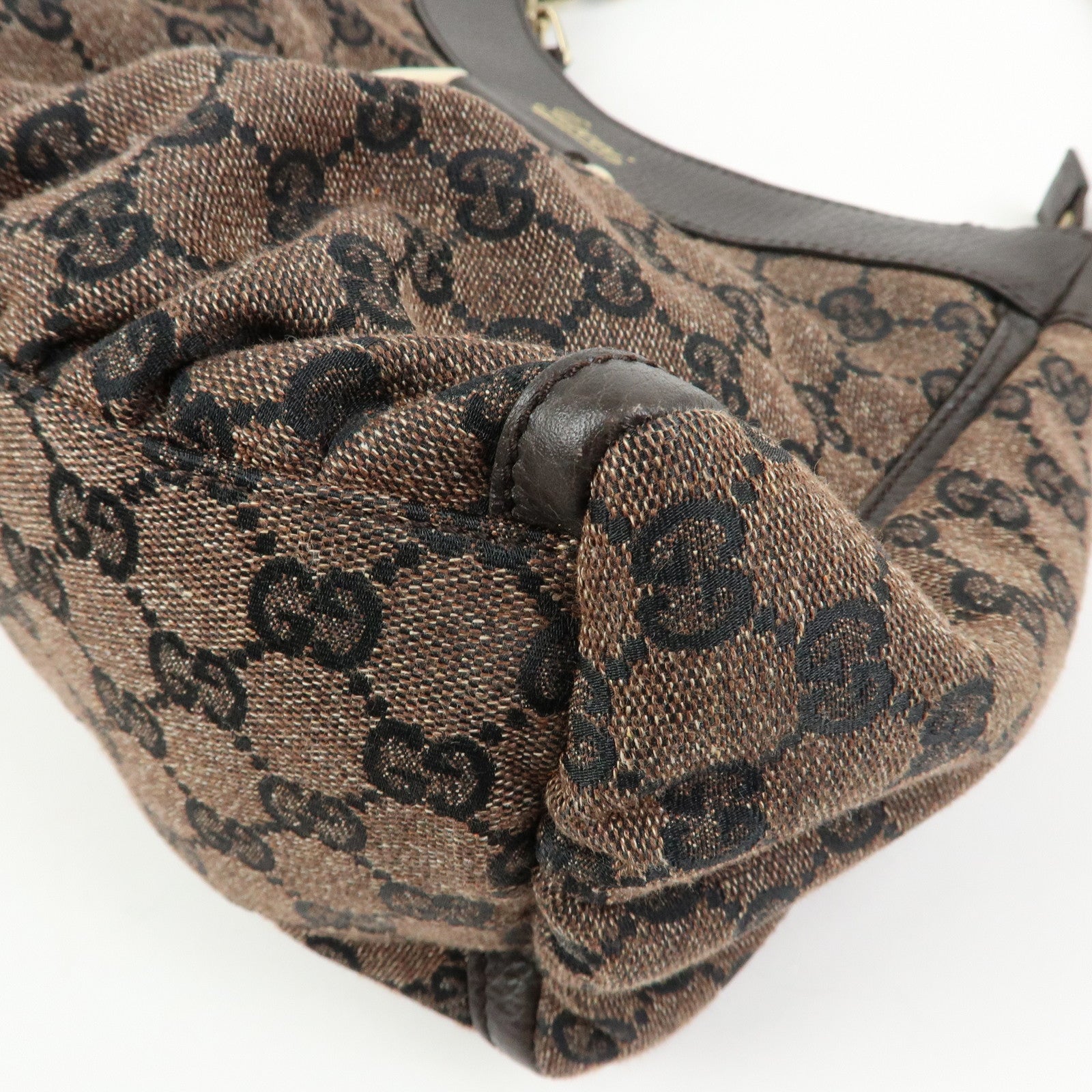 GUCCI Abbey GG Canvas Leather Shoulder Bag Hand Bag Brown 265692