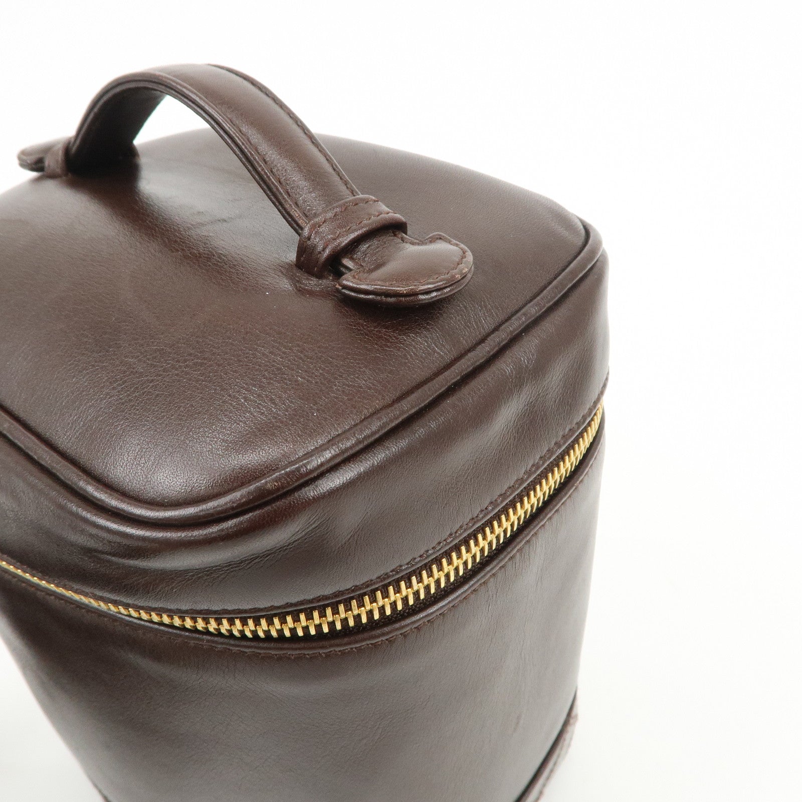 CHANEL Bicolore Lamb Skin Vanity Bag Hand Bag Brown A01619