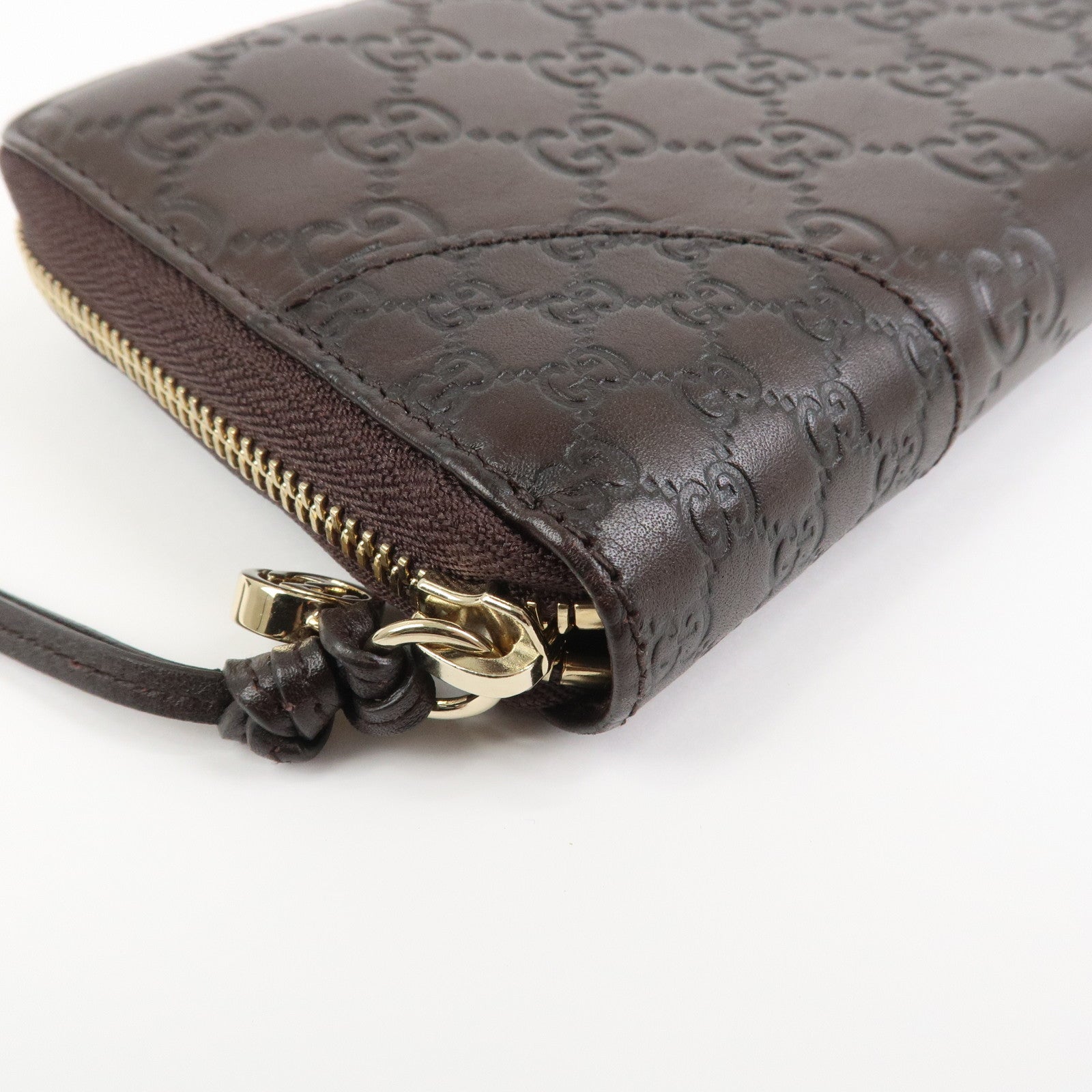 GUCCI Guccissima Interlocking G Round Zippy Wallet Brown 323397