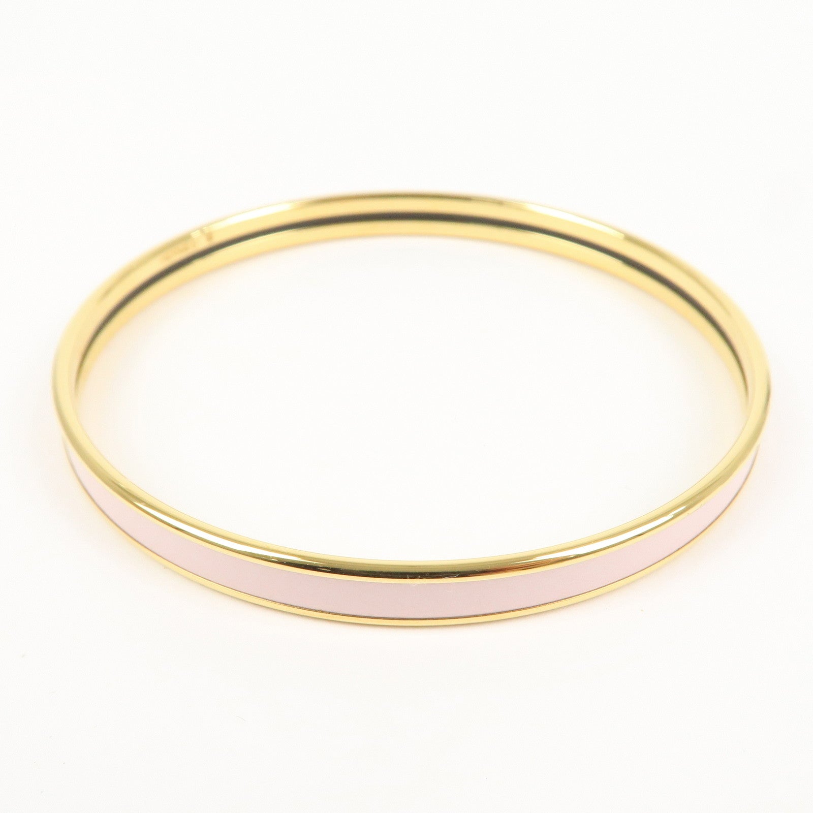 Hermes Logo Metal Uni Bangle Bracelet Right Pink Gold