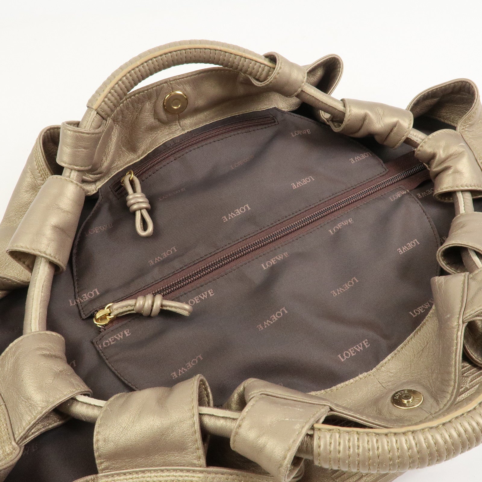 LOEWE Anagram Logo Nappa Aire Nappa Leather Hand Bag Gold