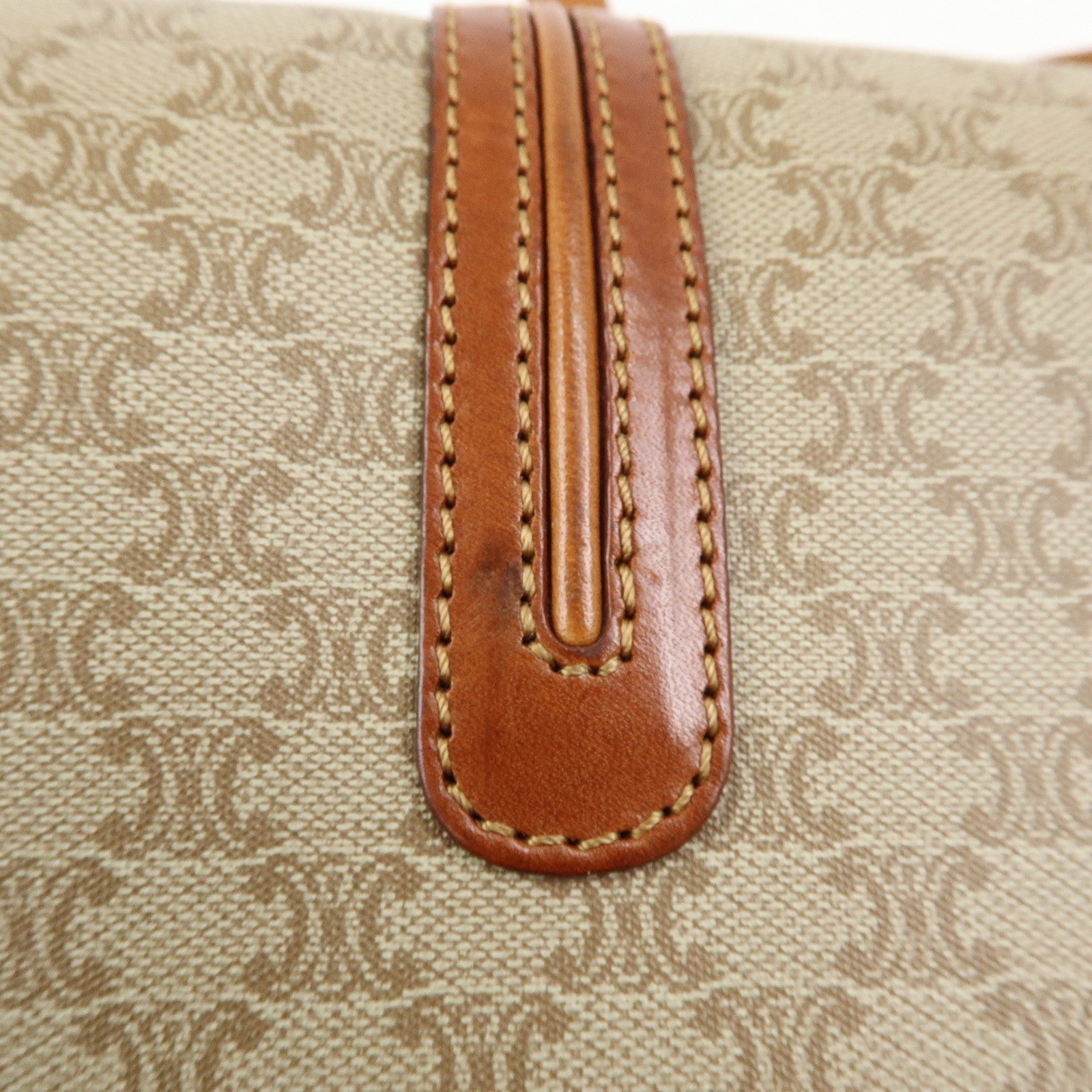 CELINE Macadam PVC Leather Shoulder Bag Crossbody Bag Beige